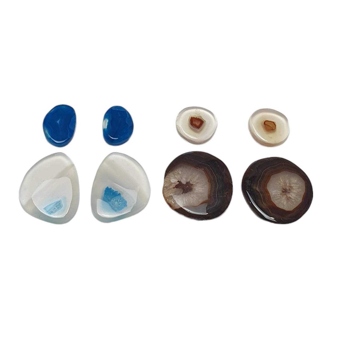 BOTSWANA AGATE Gemstone Cabochon : Natural Color Enhanced Bi-Color Agate Uneven Shape 8pcs Set