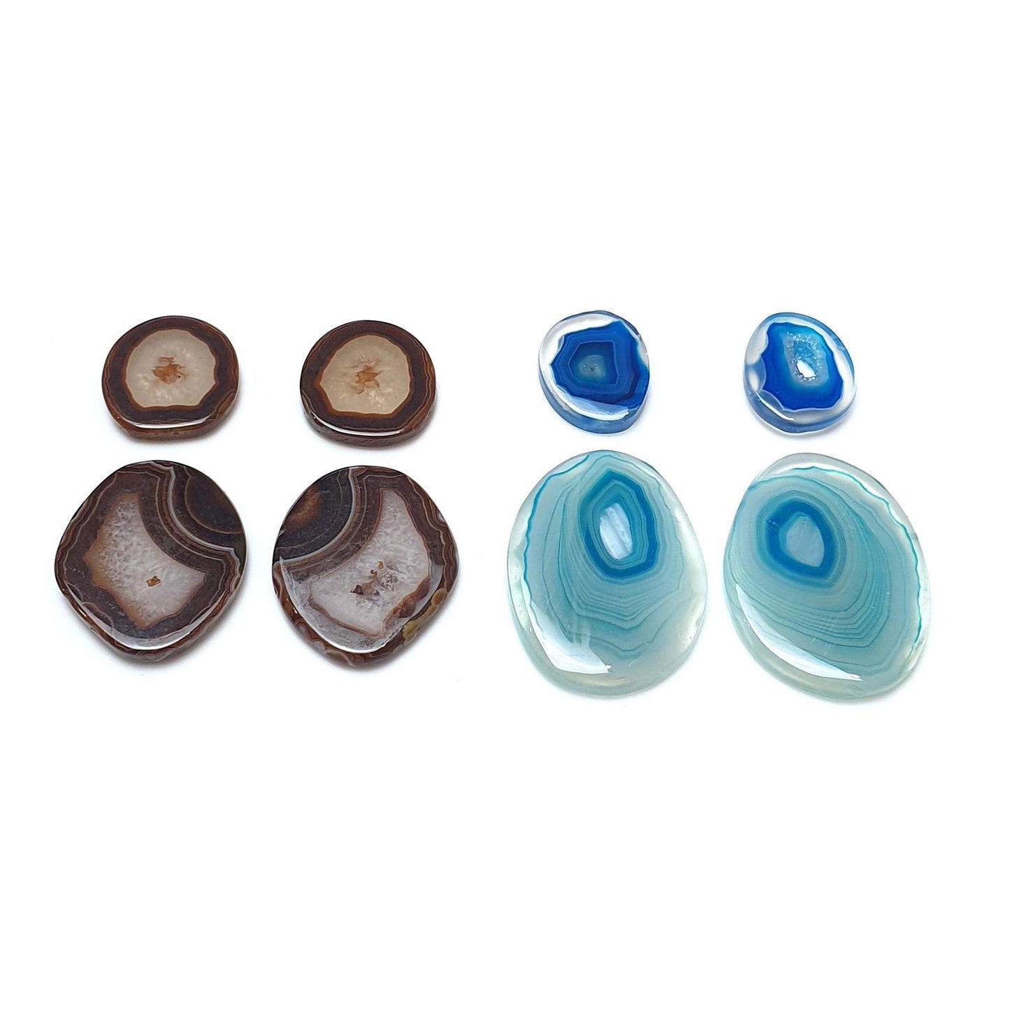 BOTSWANA AGATE Gemstone Cabochon : Natural Color Enhanced Bi-Color Agate Uneven Shape 8pcs Set