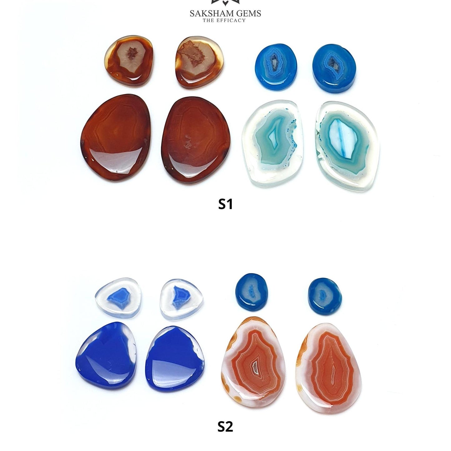 BOTSWANA AGATE Gemstone Cabochon : Natural Color Enhanced Bi-Color Agate Uneven Shape 8pcs Set