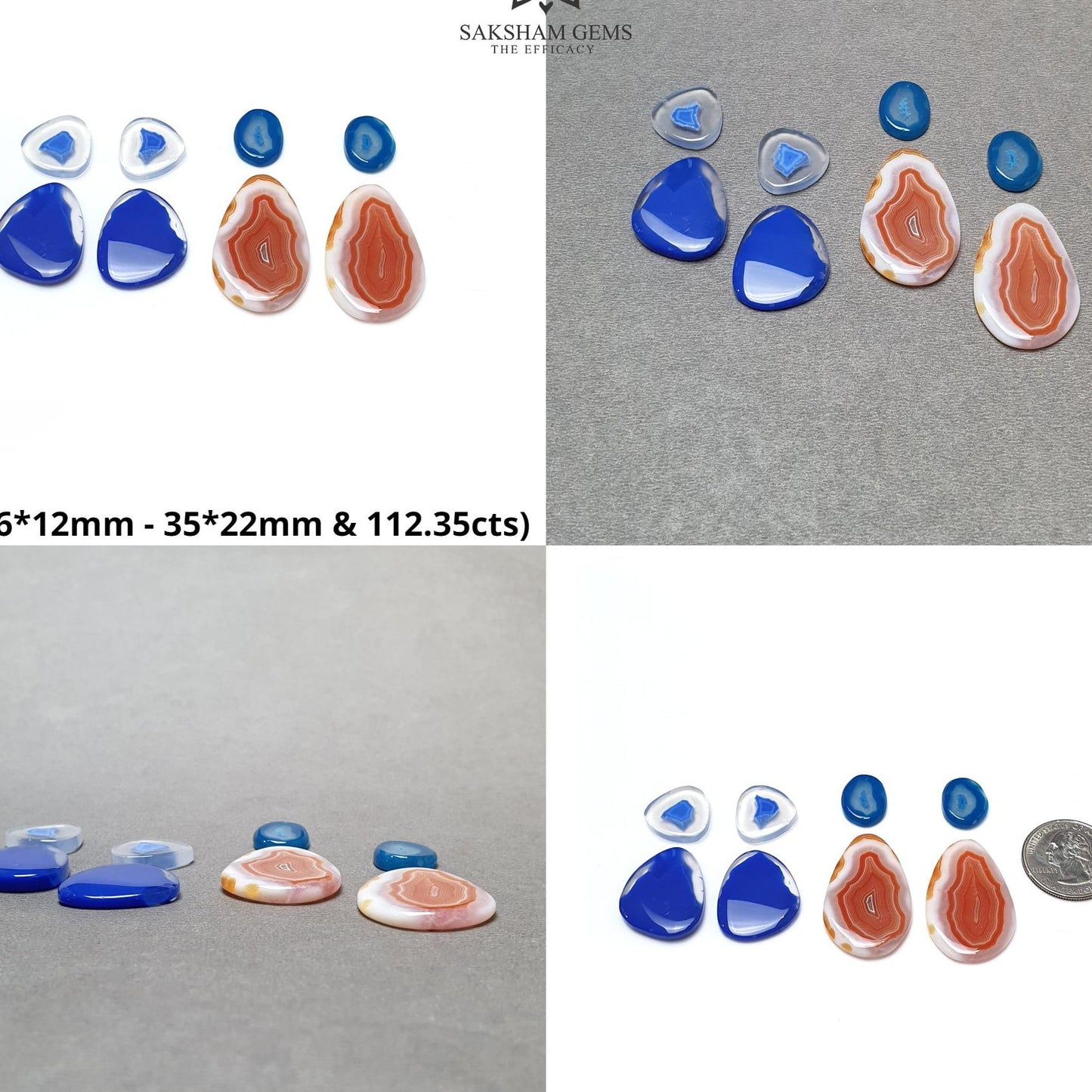 BOTSWANA AGATE Gemstone Cabochon : Natural Color Enhanced Bi-Color Agate Uneven Shape 8pcs Set
