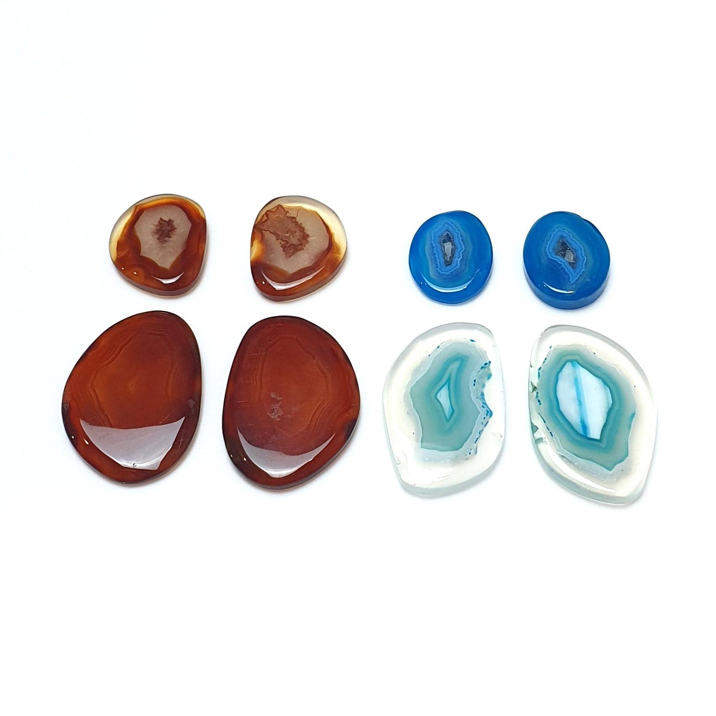 BOTSWANA AGATE Gemstone Cabochon : Natural Color Enhanced Bi-Color Agate Uneven Shape 8pcs Set