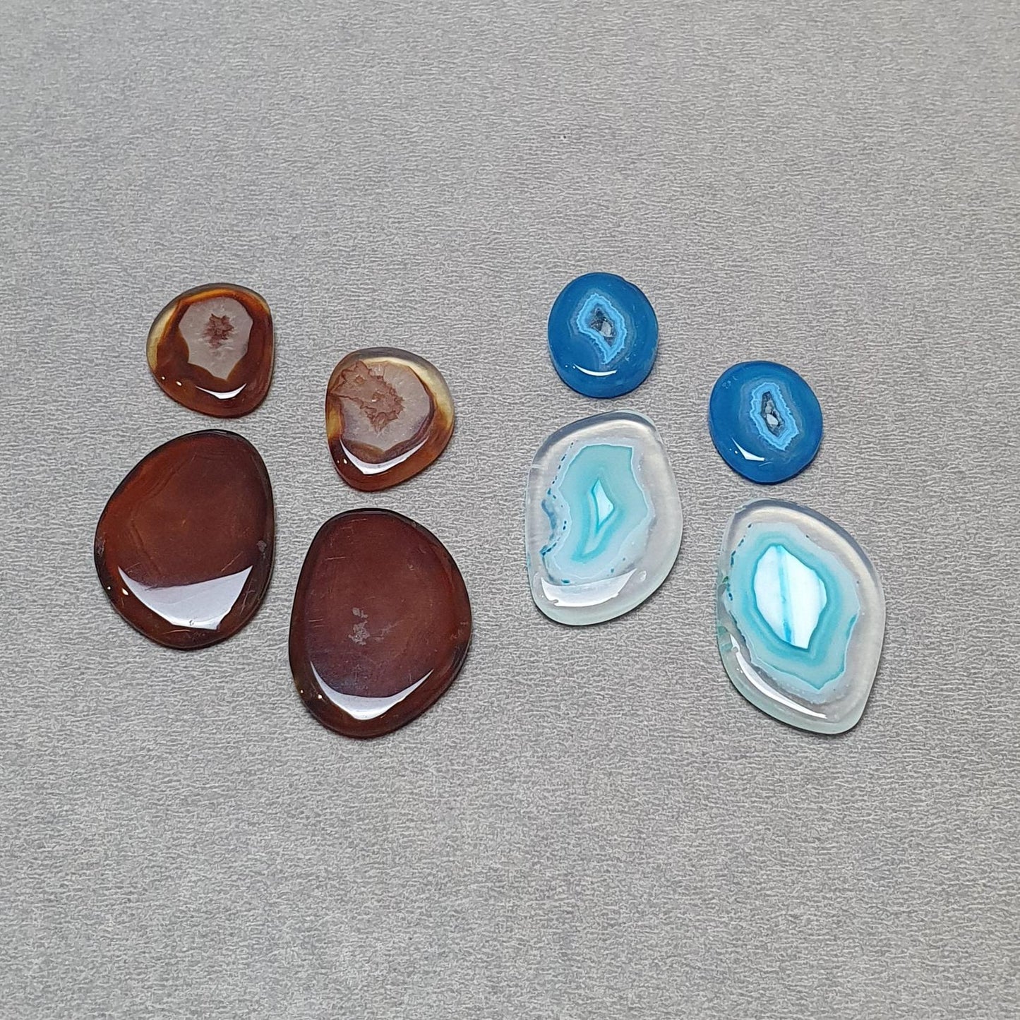 BOTSWANA AGATE Gemstone Cabochon : Natural Color Enhanced Bi-Color Agate Uneven Shape 8pcs Set
