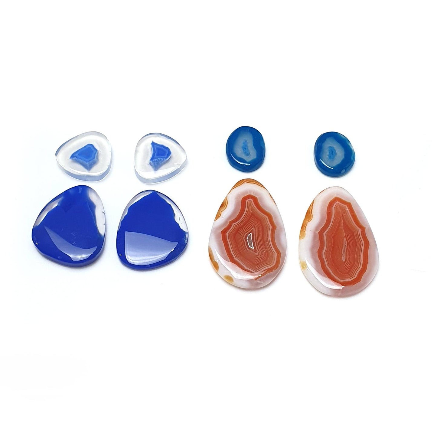 BOTSWANA AGATE Gemstone Cabochon : Natural Color Enhanced Bi-Color Agate Uneven Shape 8pcs Set