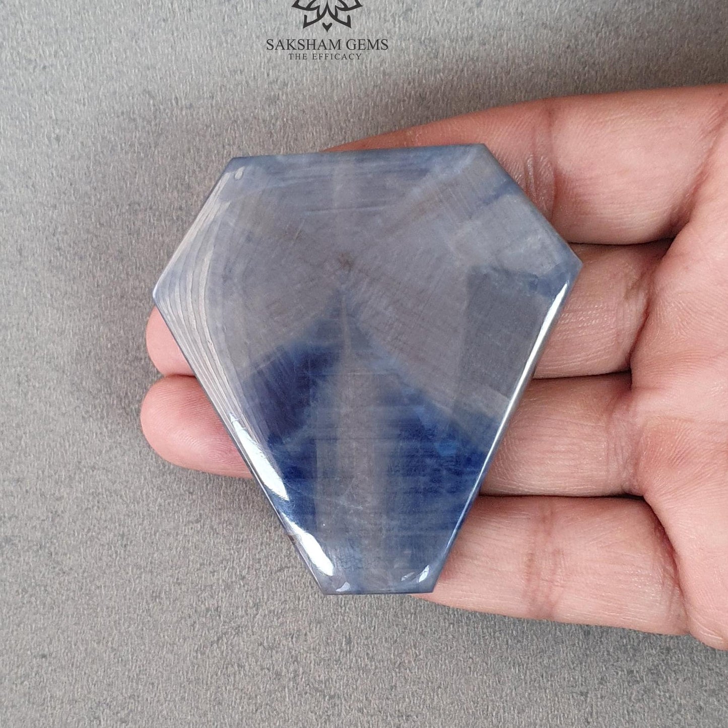 Unique Rare Blue Sapphire Gemstone Cabochon Trapiche : 424.00cts Natural Untreated Unheated Sapphire Uneven Shape 57*71mm