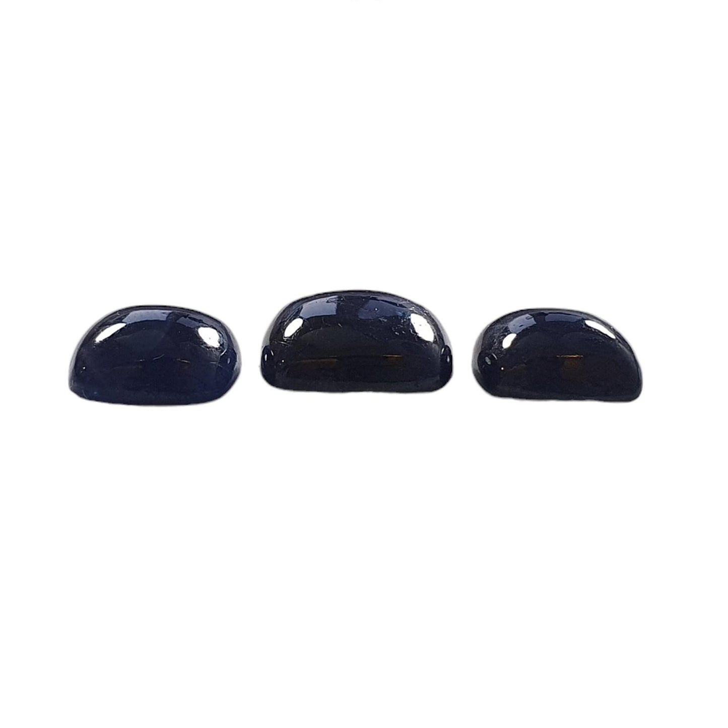 BLUE SAPPHIRE Gemstone Cabochon : 38.50cts Natural Untreated Unheated Sapphire Cushion Shape 12*14mm - 15*17mm 3pcs