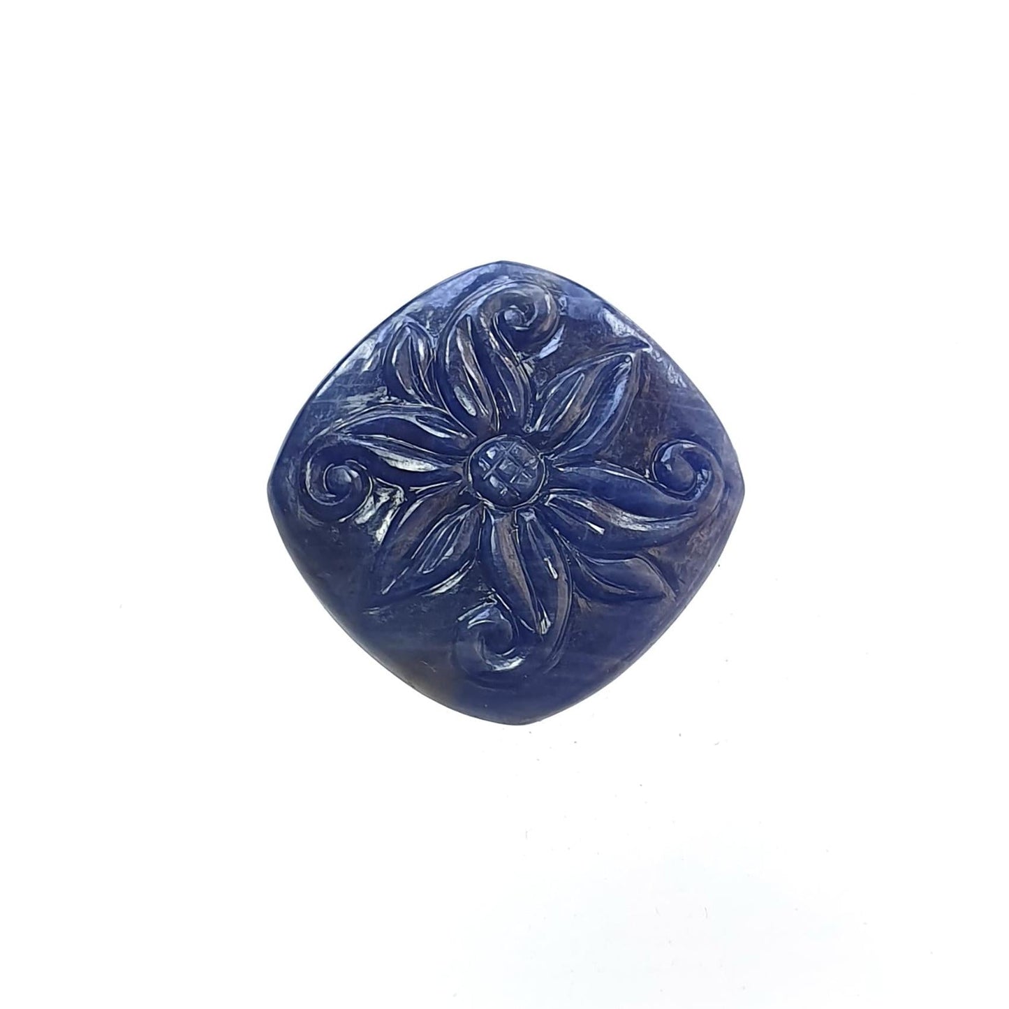 Blue Sapphire Gemstone Carving : 21.20cts Natural Untreated Unheated Sapphire Hand Carved Cushion Shape 20*23mm