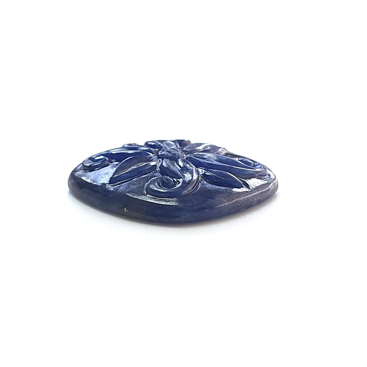 Blue Sapphire Gemstone Carving : 21.20cts Natural Untreated Unheated Sapphire Hand Carved Cushion Shape 20*23mm