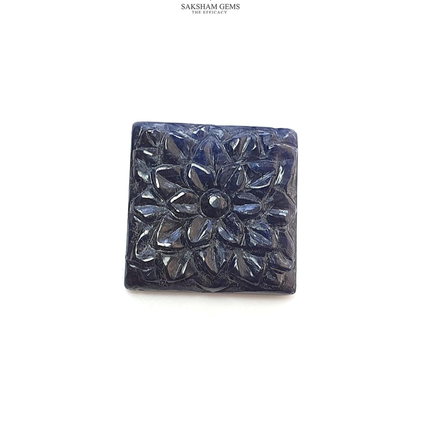 Deep Blue Sapphire Gemstone Carving : 27.00cts Natural Untreated Unheated Sapphire Hand Carved Square Shape 19*27mm