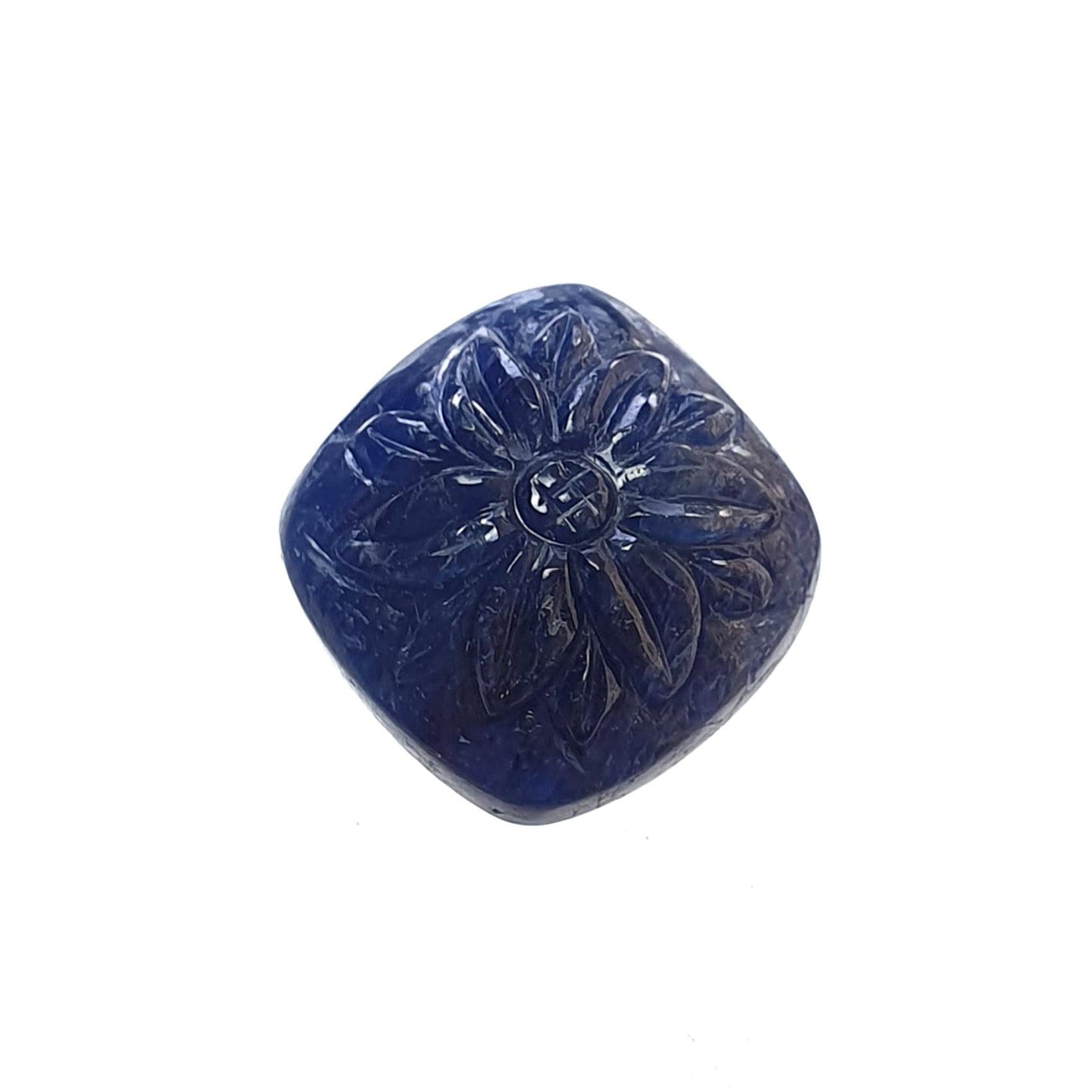 Blue Sapphire Gemstone Carving : 28.30cts Natural Untreated Unheated Sapphire Hand Carved Cushion Shape 18*20mm