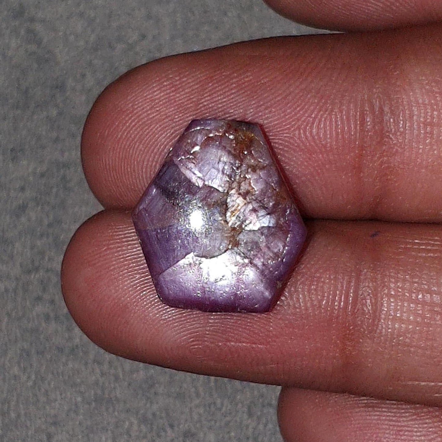 Johnson Star Trapiche Ruby Gemstone Cabochon : 15.60cts Natural Untreated Unheated 6Ray Star Ruby Hexagon Shape 16.5*14mm