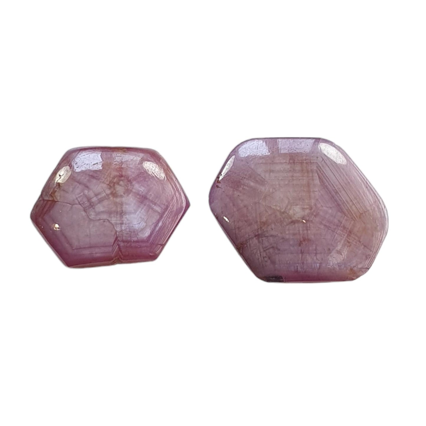 Star Trapiche Ruby Gemstone Cabochon : 22.80cts Natural Untreated Unheated 6Ray Star Ruby Hexagon Shape 15*12mm - 17.5*15mm 2pcs