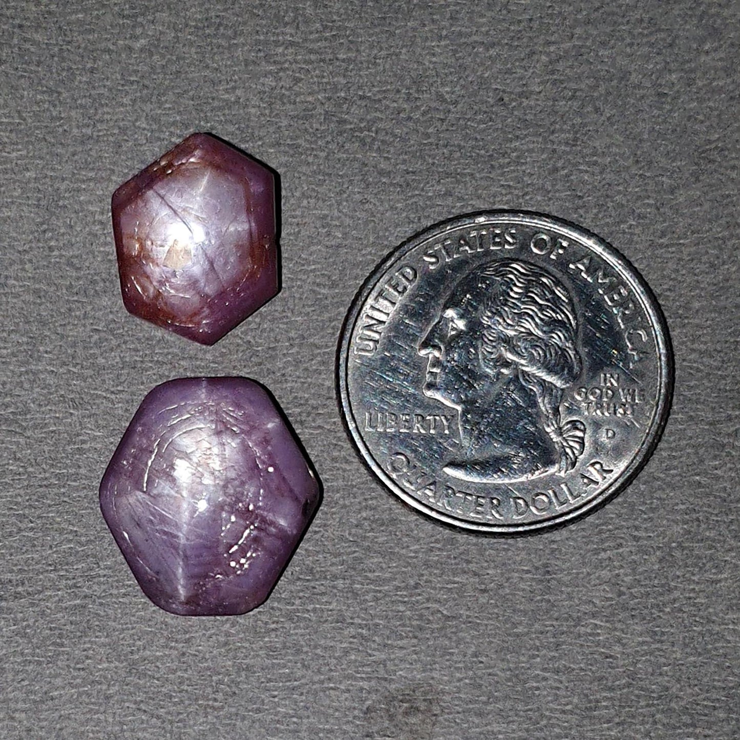 Star Trapiche Ruby Gemstone Cabochon : 22.80cts Natural Untreated Unheated 6Ray Star Ruby Hexagon Shape 15*12mm - 17.5*15mm 2pcs