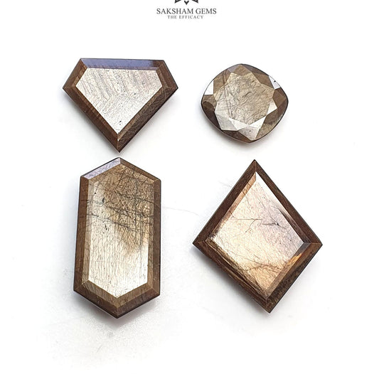 Golden Brown CHOCOLATE SAPPHIRE Gemstone Normal Cut: 49.00cts Natural Untreated Sapphire Hexagon Cushion Uneven Shape 13mm - 24.5*12.5mm 4pc