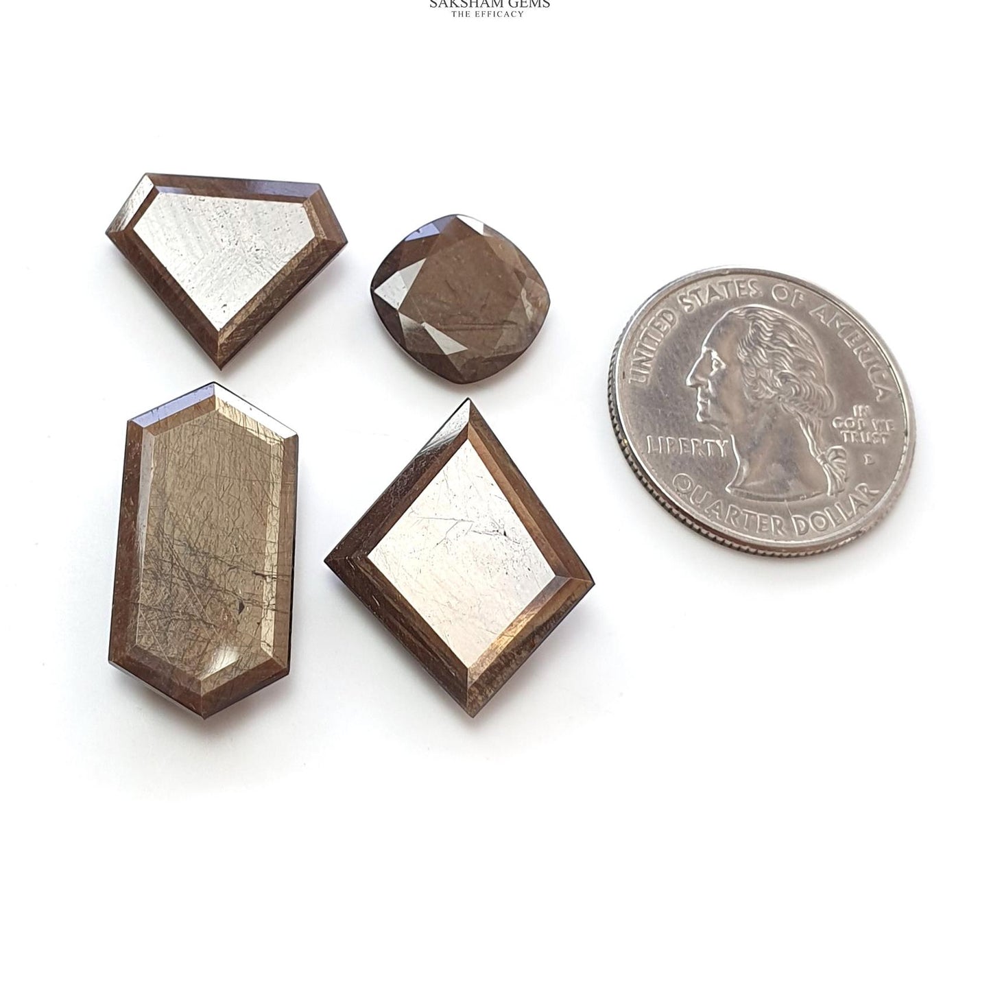 Golden Brown CHOCOLATE SAPPHIRE Gemstone Normal Cut: 49.00cts Natural Untreated Sapphire Hexagon Cushion Uneven Shape 13mm - 24.5*12.5mm 4pc