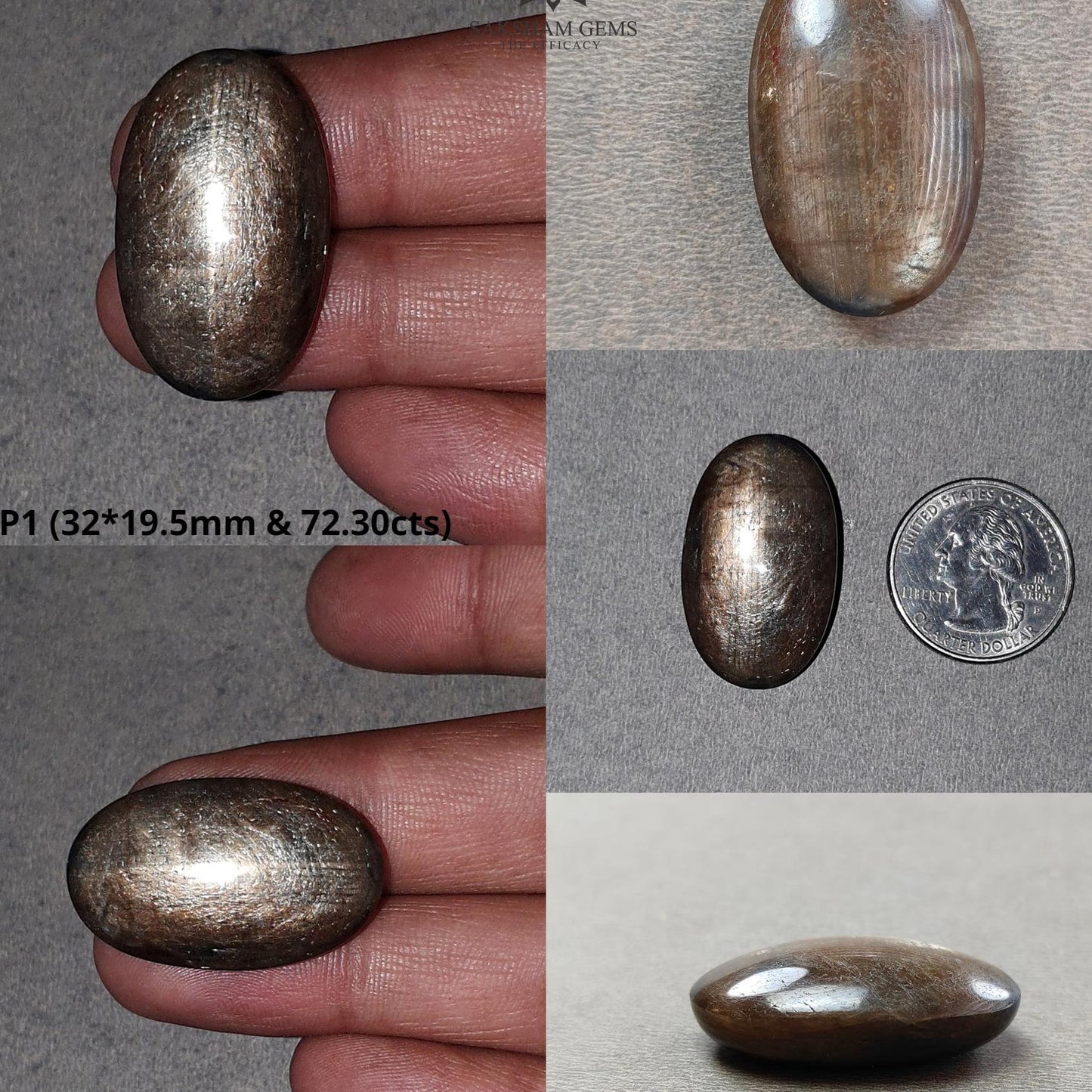 Star Sapphire Gemstone Cabochon : Natural Untreated Golden Brown Chocolate Sapphire 6Ray Star Oval Shape