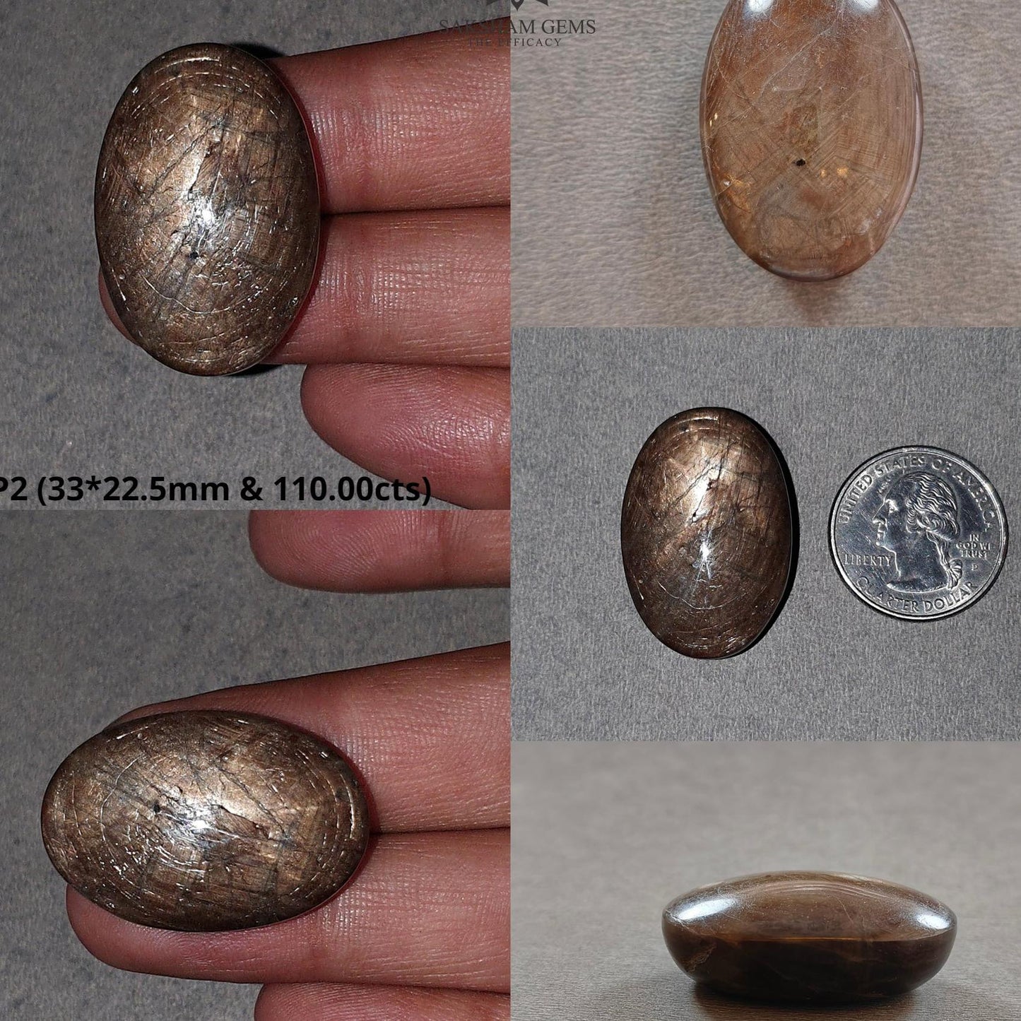 Star Sapphire Gemstone Cabochon : Natural Untreated Golden Brown Chocolate Sapphire 6Ray Star Oval Shape