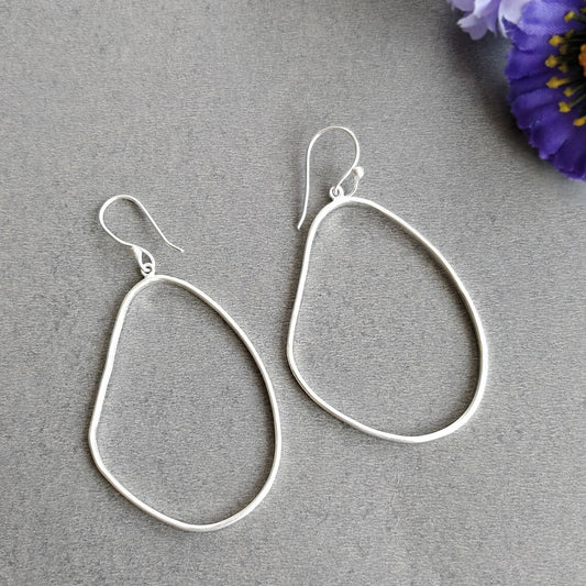 Handmade Brass Earring : 2.50" Silver Plated 4.00GMS Brass Boho Style Dainty Hoop Hook Earring Gift For Her