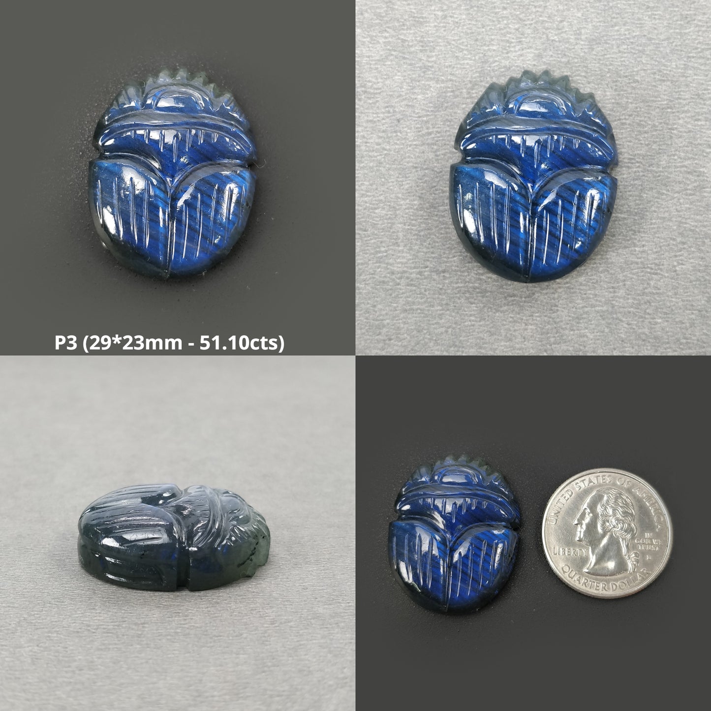 LABRADORITE Gemstone Carving : Natural Untreated Unheated Labradorite Hand Carved Scarabs