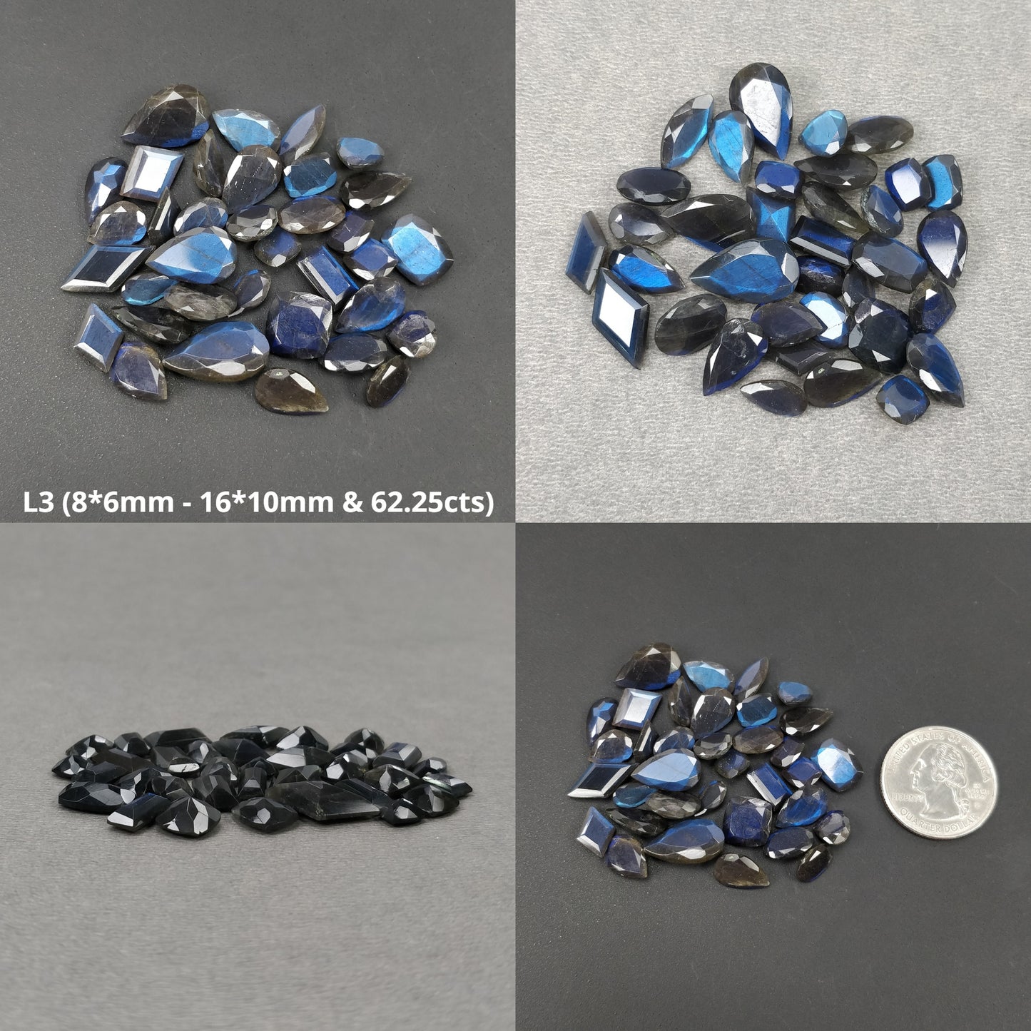 Rainbow Flashing LABRADORITE Gemstone Normal Cut : Natural Untreated Unheated Blue Labradorite Multi Shapes Lots