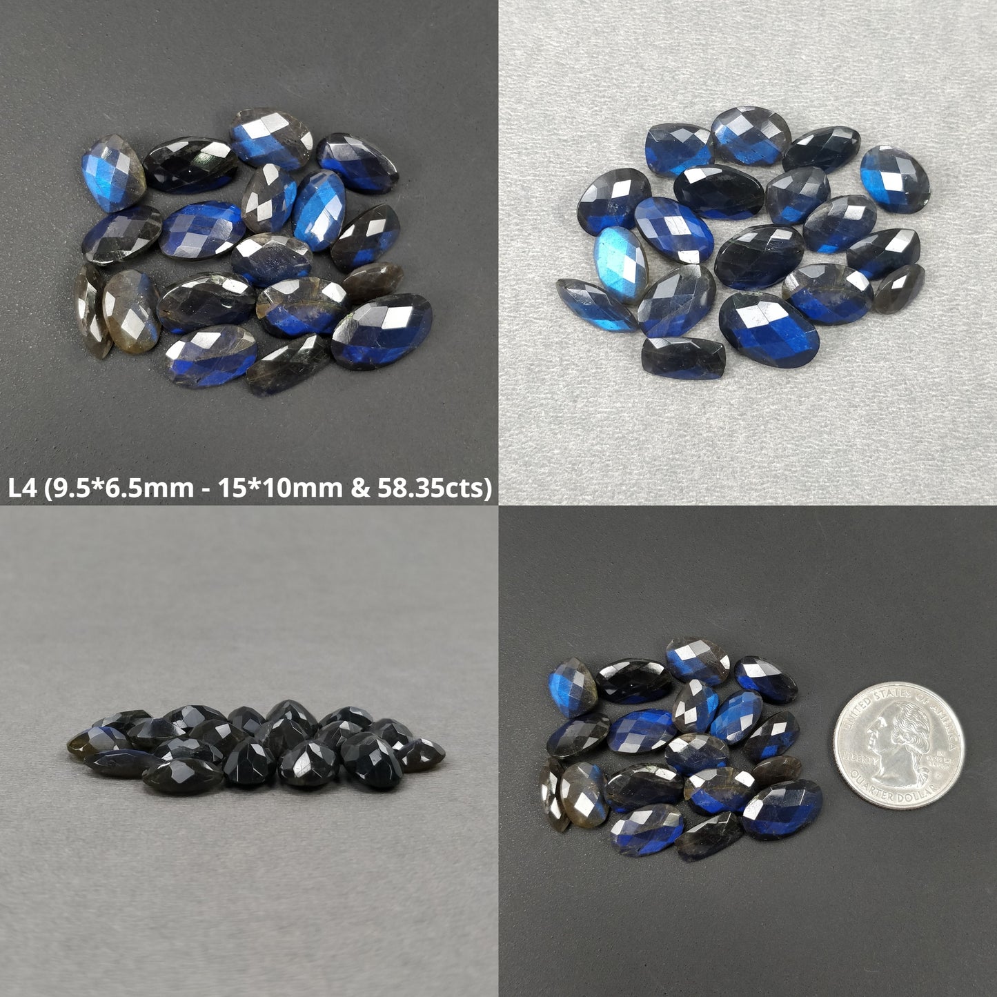 Rainbow Flashing LABRADORITE Gemstone Normal & Checker Cut : Natural Untreated Blue Labradorite Uneven Pear Marquise Shape