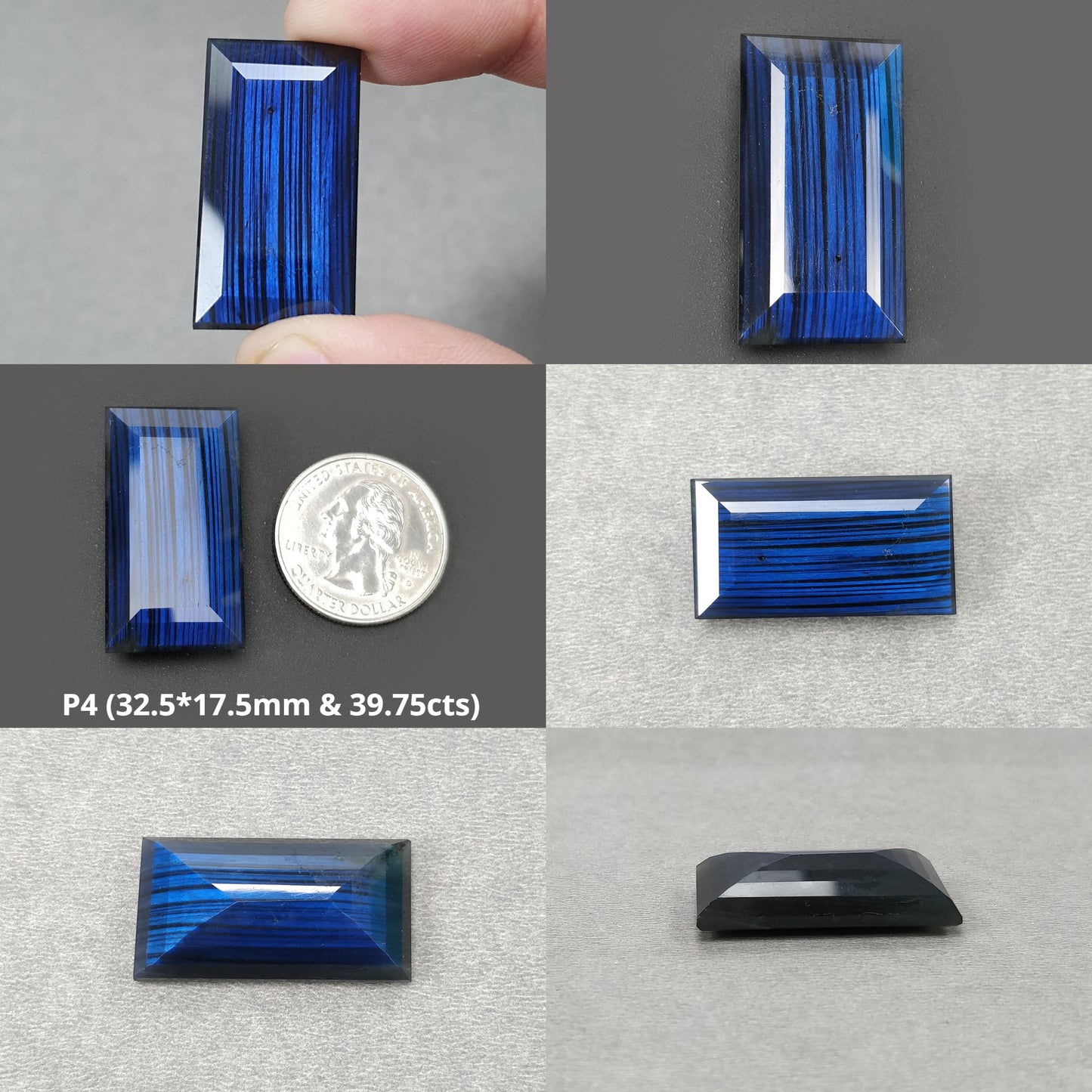 Rainbow Flashing LABRADORITE Gemstone Normal Cut : Natural Untreated Blue Labradorite Baguette Shape