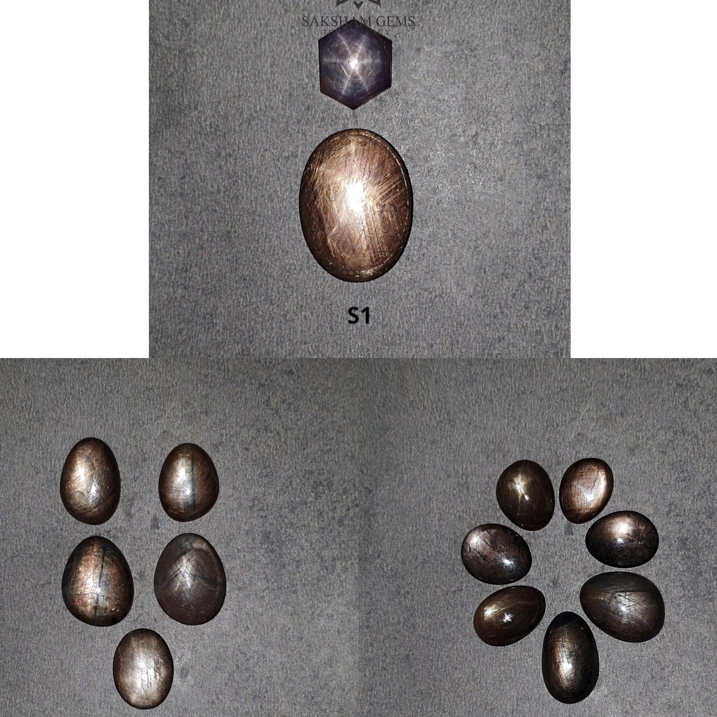 Star Sapphire Gemstone Cabochon : Natural Untreated Golden Brown Chocolate Sapphire 6Ray Star Oval And Egg Shape Sets