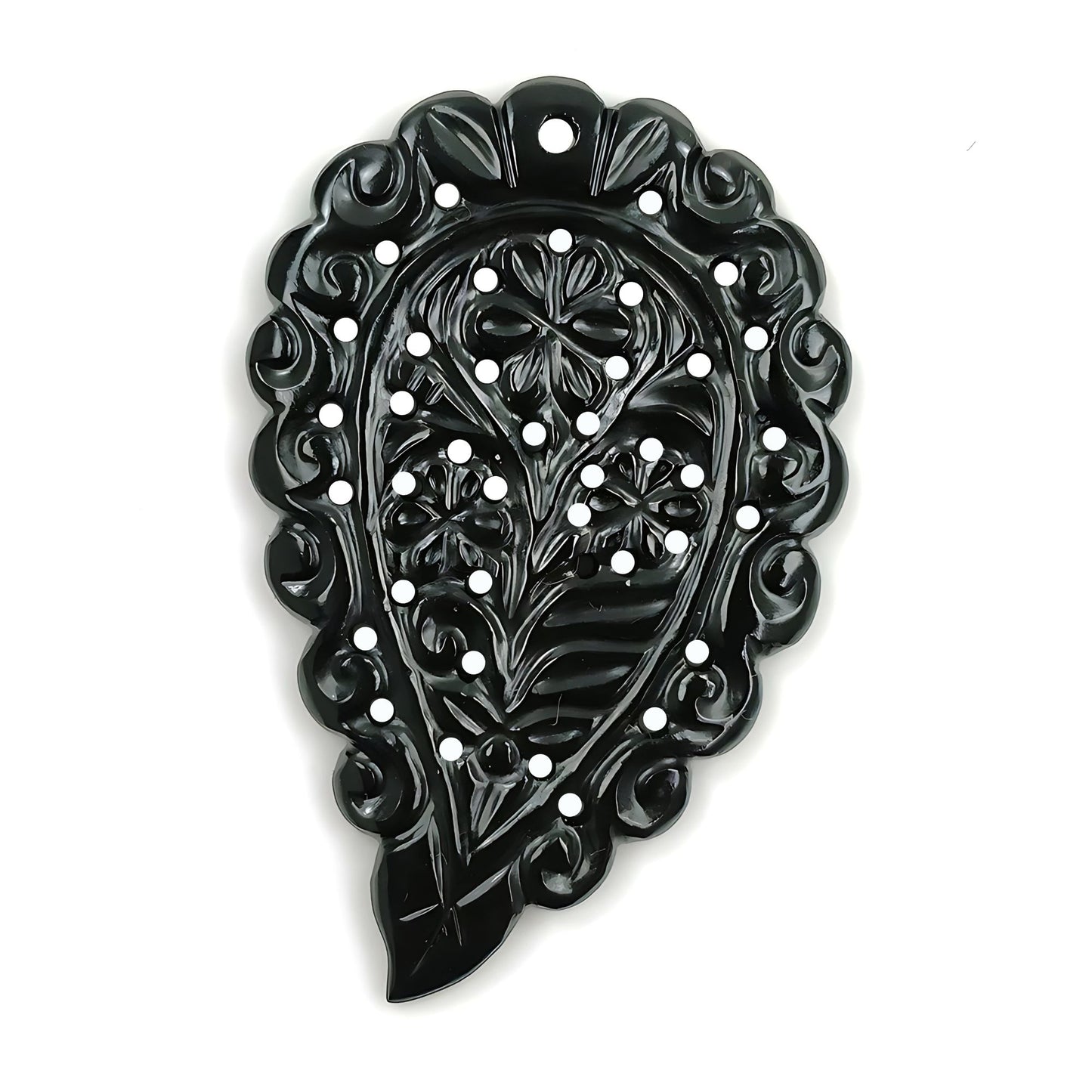 50.00cts Natural Onyx Gemstone Hand Carved Big Size 55*35mm 1pc For Pendant
