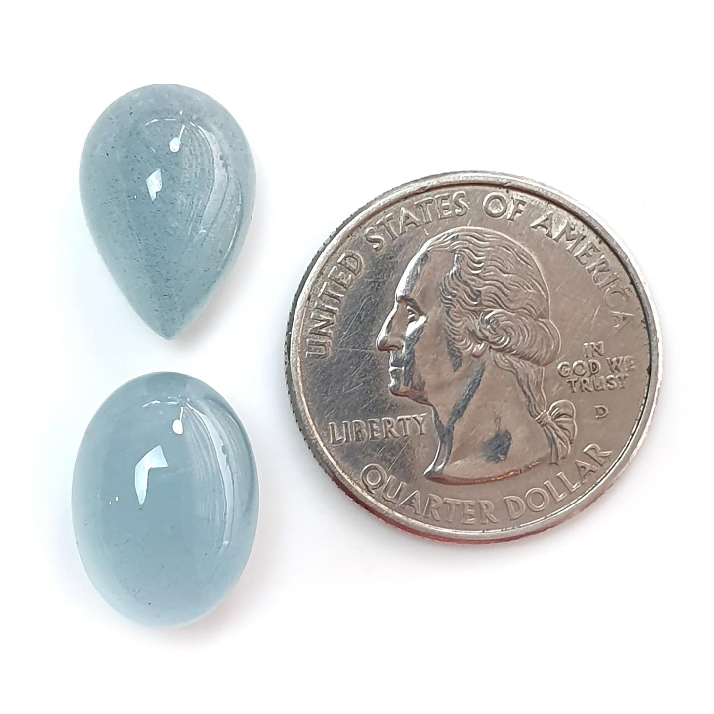 Blue Aquamarine Gemstone Cabochon: Natural Untreated Aquamarine Oval Pear, Cushion Shape Cabochon 2pcs Set For Jewelry March Birthstone