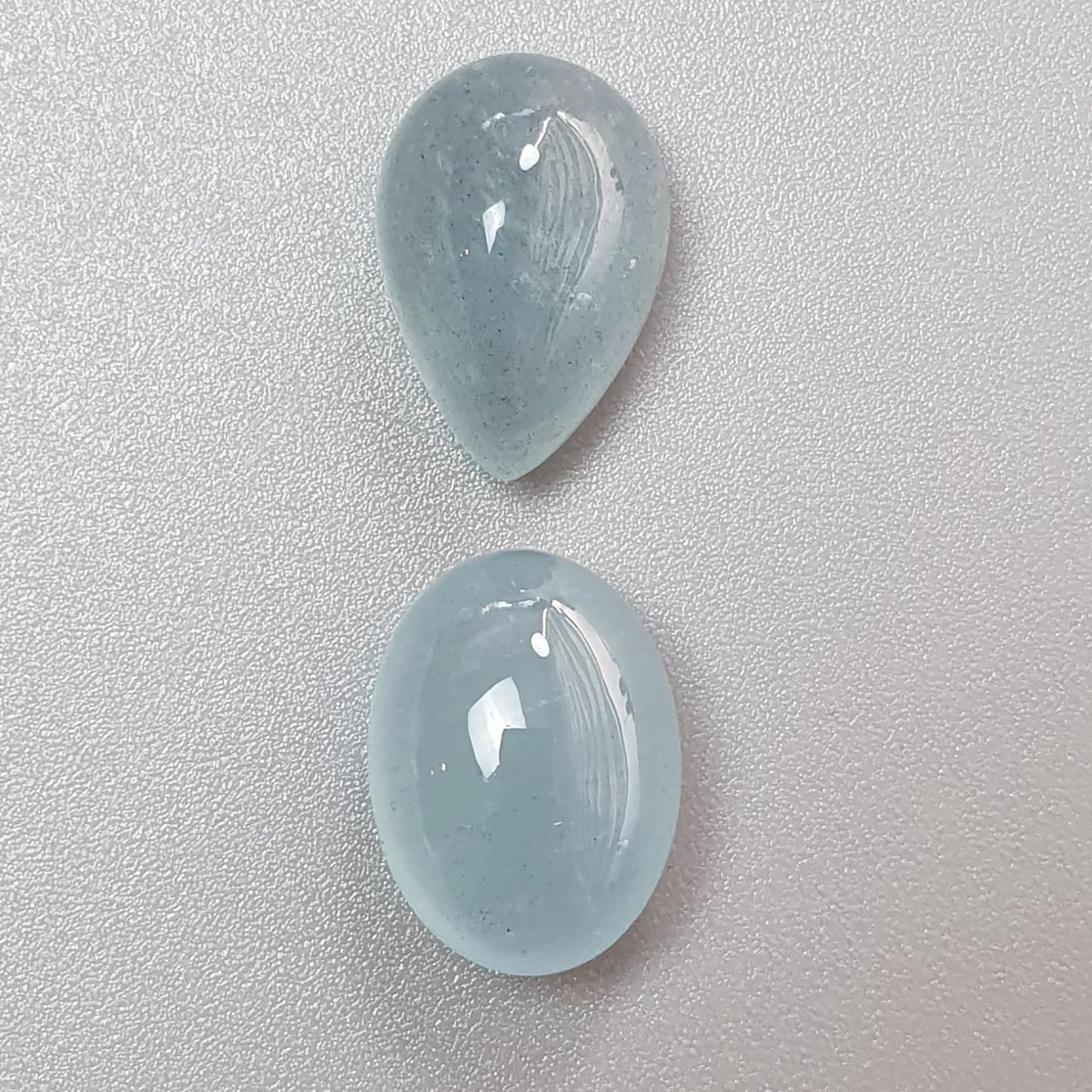 Blue Aquamarine Gemstone Cabochon: Natural Untreated Aquamarine Oval Pear, Cushion Shape Cabochon 2pcs Set For Jewelry March Birthstone