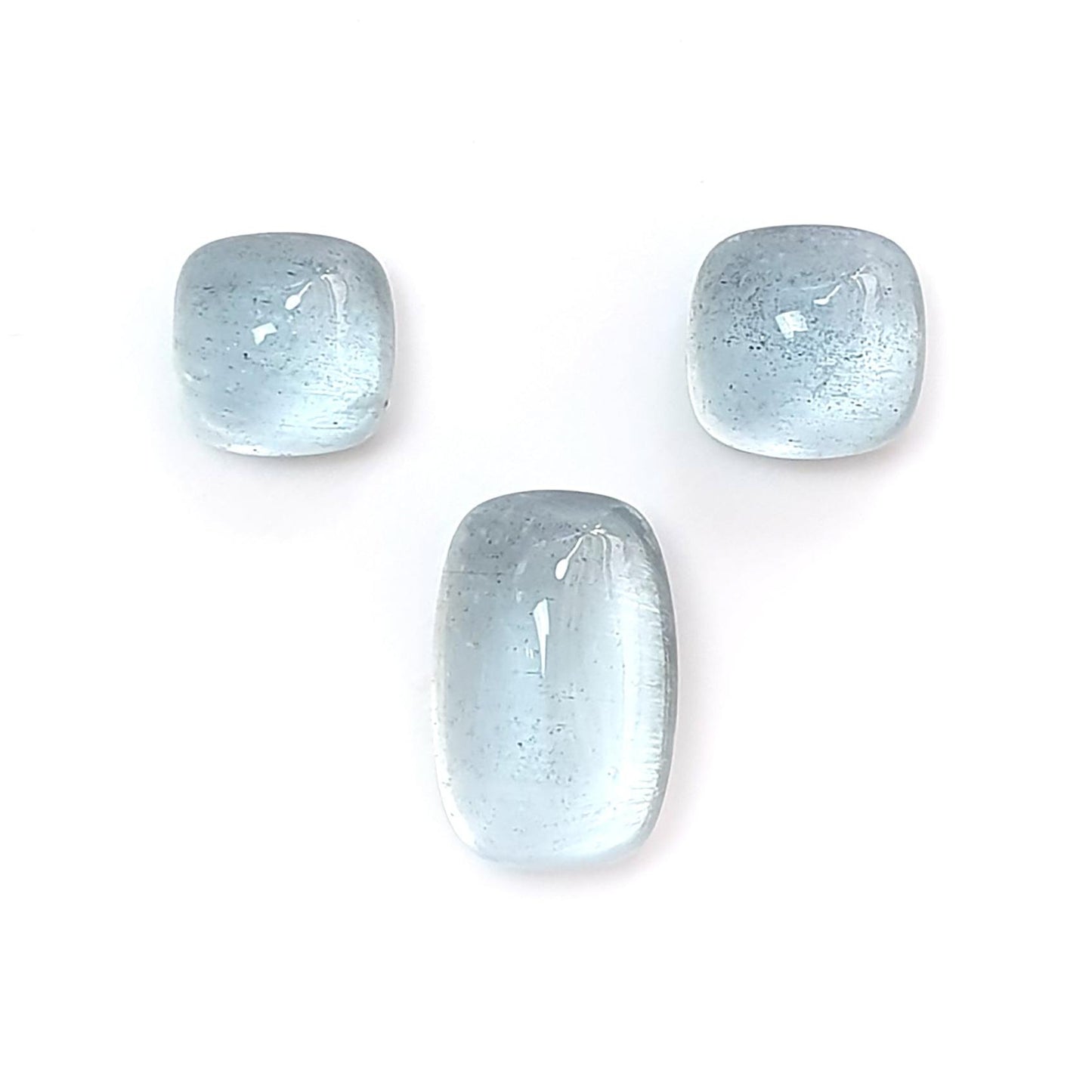 Blue Aquamarine Gemstone Cabochon & Carving: Natural Untreated Aquamarine Oval Pear, Cushion Shape Cabochon 2pcs, 3pcs Set March Birthstone