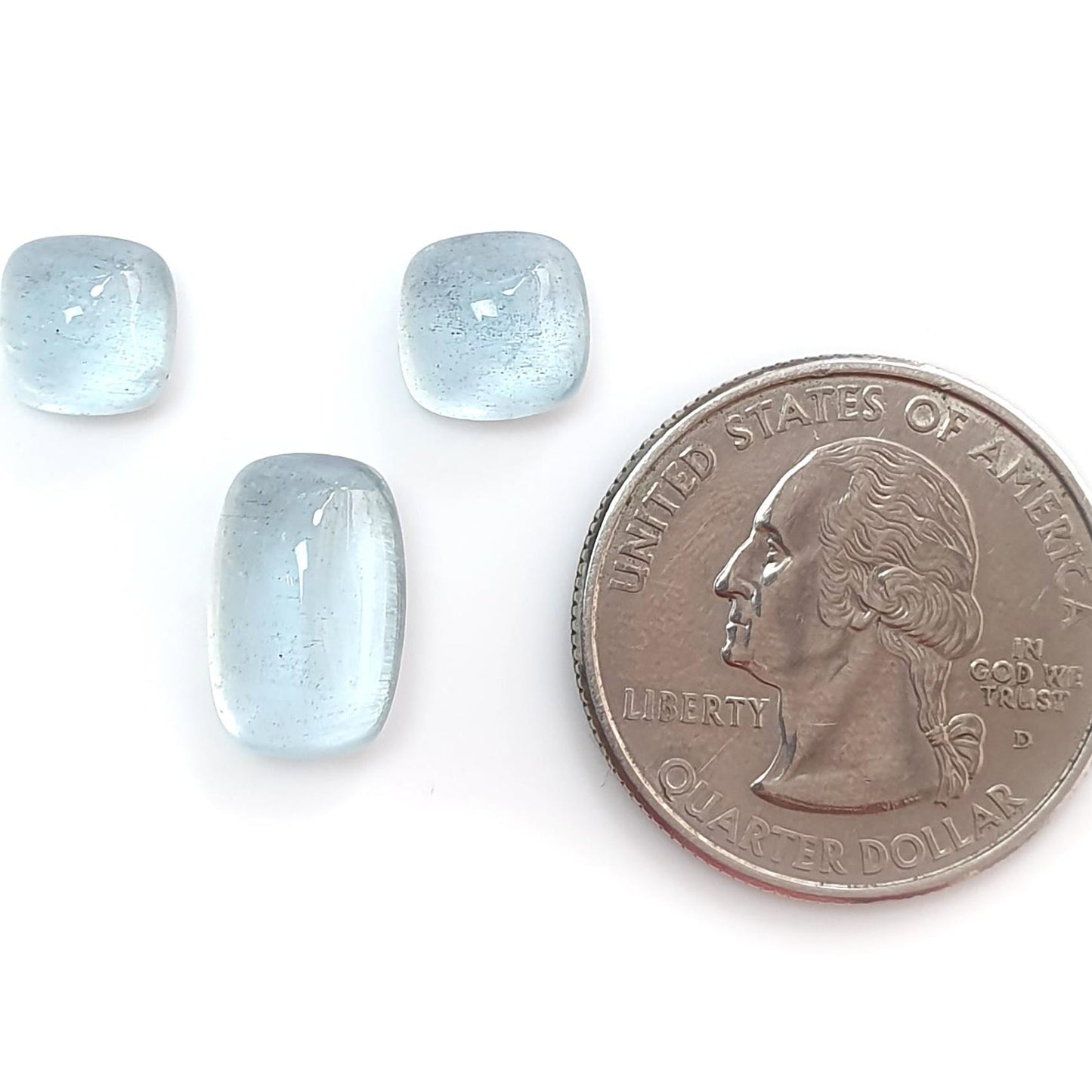 Blue Aquamarine Gemstone Cabochon & Carving: Natural Untreated Aquamarine Oval Pear, Cushion Shape Cabochon 2pcs, 3pcs Set March Birthstone