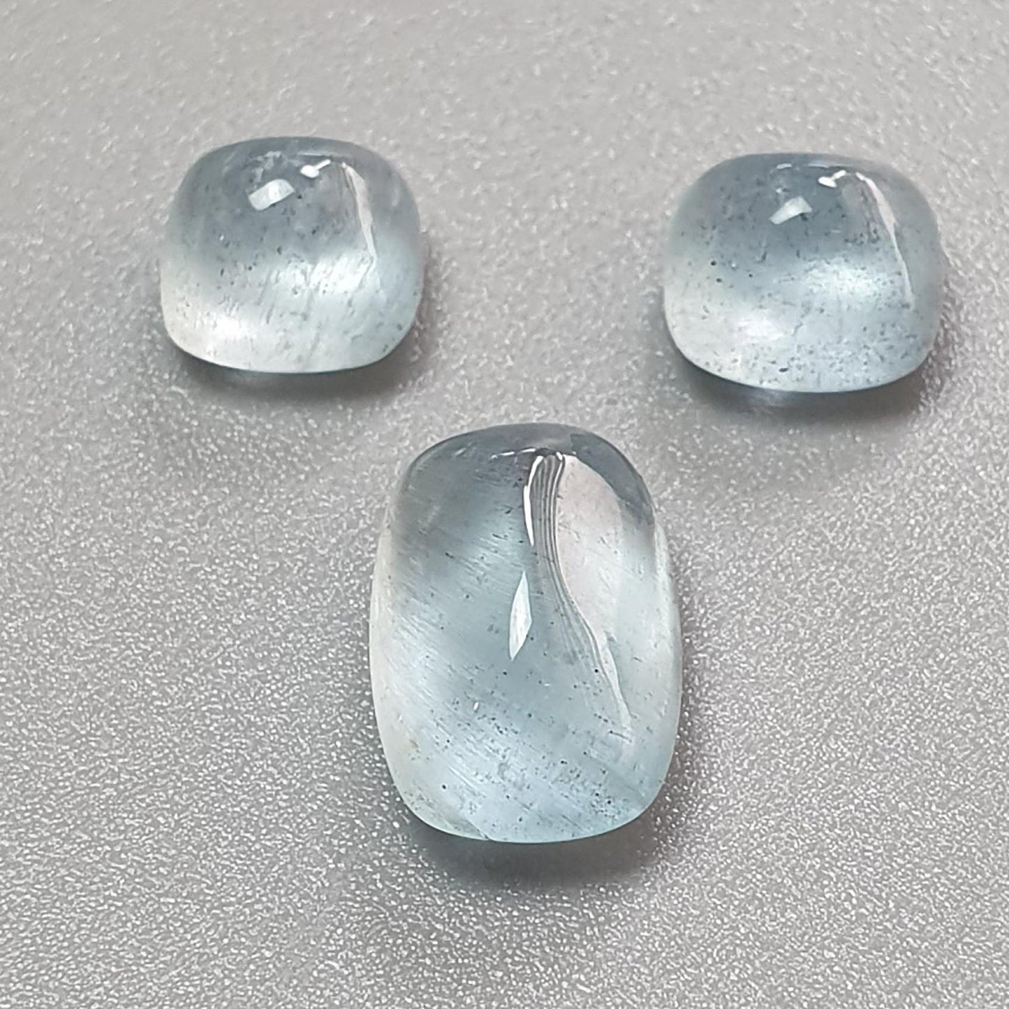 Blue Aquamarine Gemstone Cabochon & Carving: Natural Untreated Aquamarine Oval Pear, Cushion Shape Cabochon 2pcs, 3pcs Set March Birthstone
