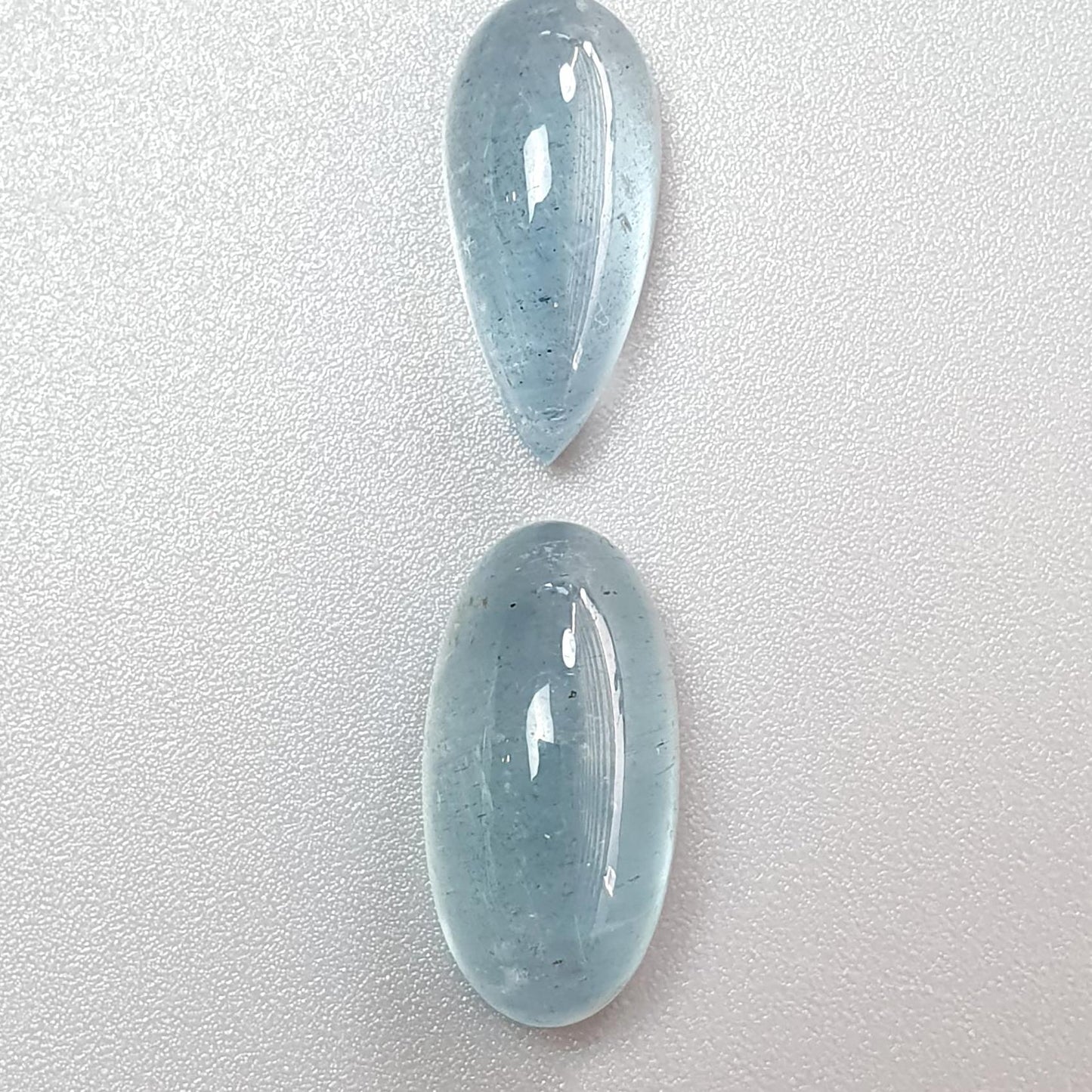 Blue Aquamarine Gemstone Cabochon: 26.10cts Natural Untreated Aquamarine Oval Pear Shape Cabochon 20*9mm - 21*11mm 2pcs Set For Jewelry