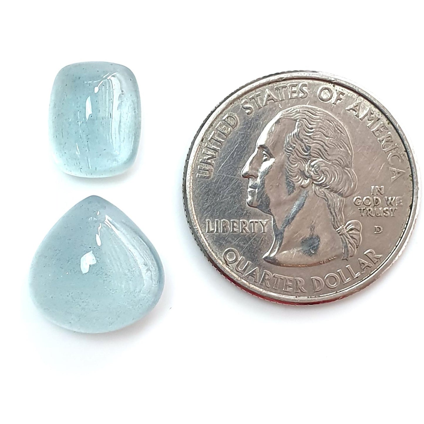 Blue Aquamarine Gemstone Cabochon: Natural Untreated Aquamarine Oval Pear, Cushion Shape Cabochon 2pcs Set For Jewelry March Birthstone