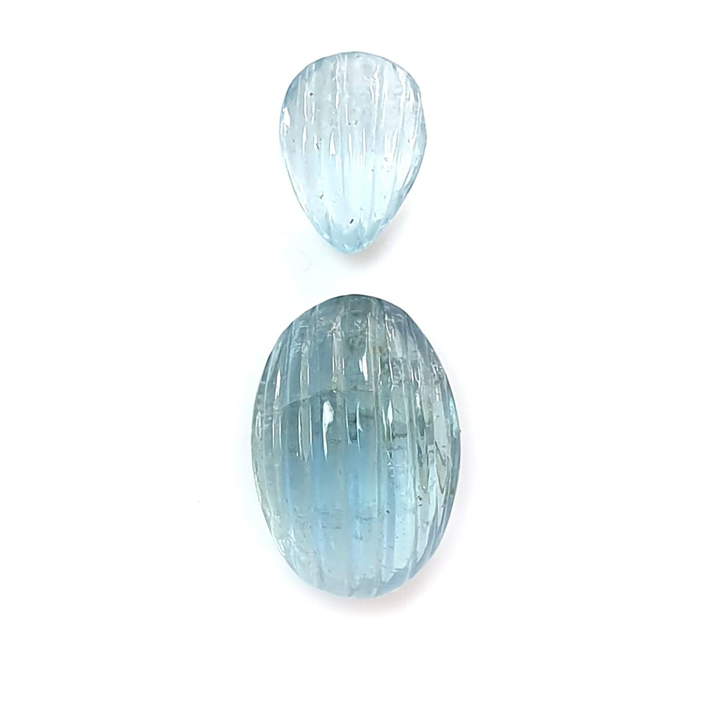 Blue Aquamarine Gemstone Cabochon & Carving: Natural Untreated Aquamarine Oval Pear, Cushion Shape Cabochon 2pcs, 3pcs Set March Birthstone