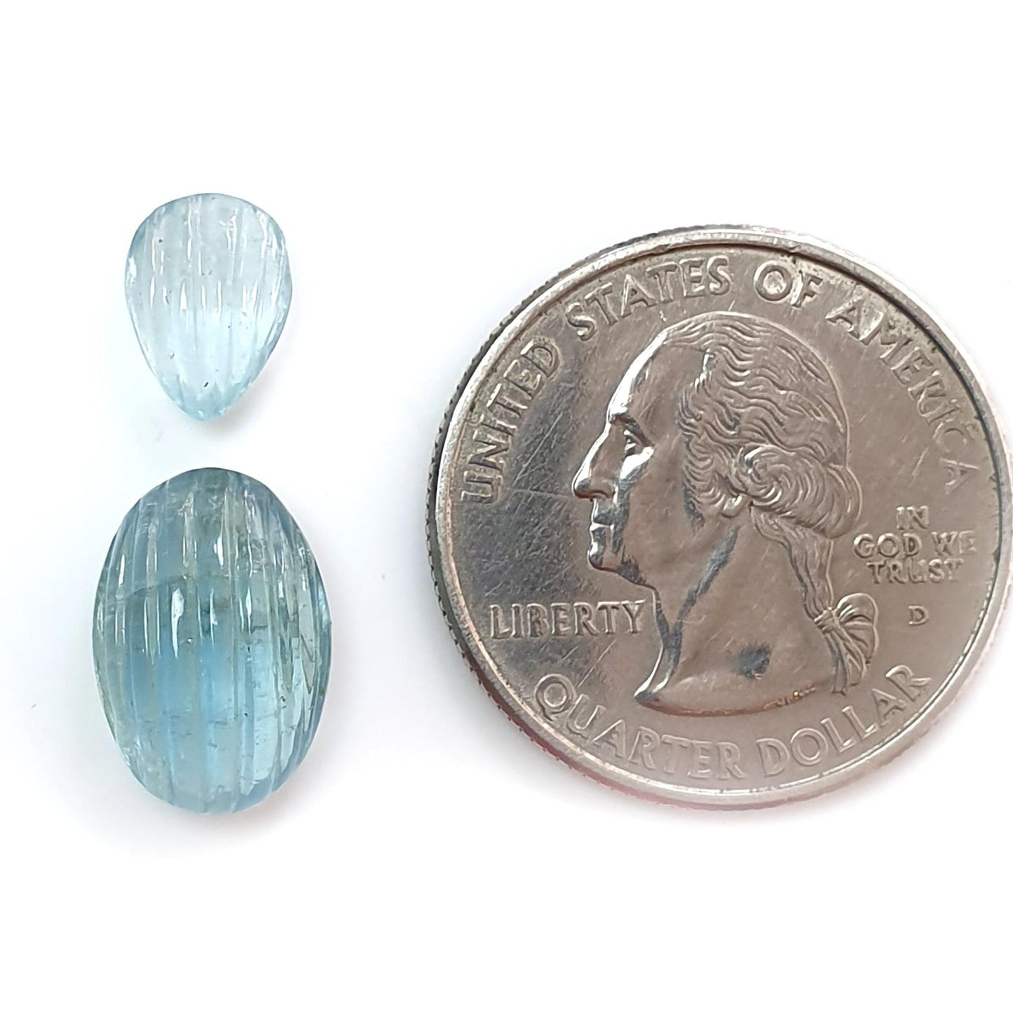 Blue Aquamarine Gemstone Cabochon & Carving: Natural Untreated Aquamarine Oval Pear, Cushion Shape Cabochon 2pcs, 3pcs Set March Birthstone