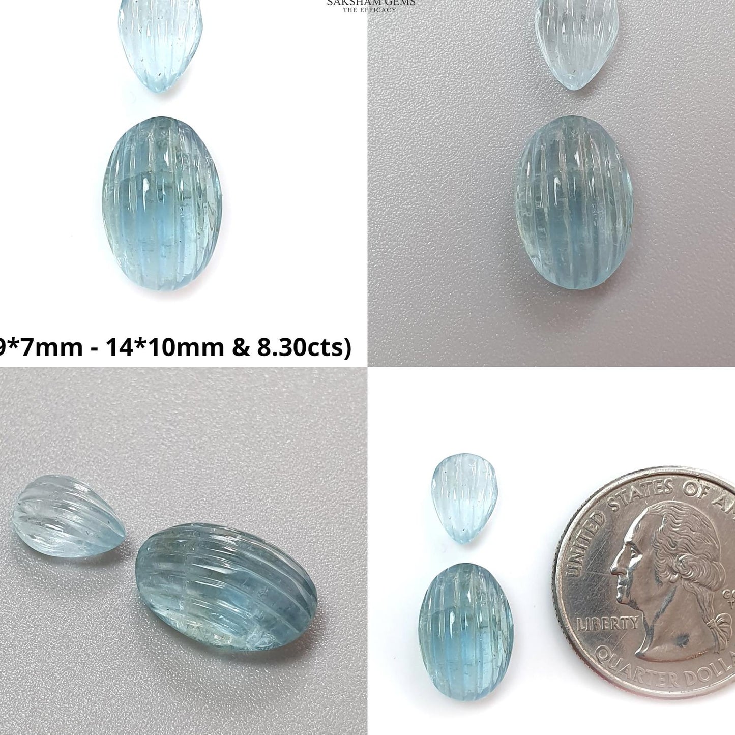 Blue Aquamarine Gemstone Cabochon & Carving: Natural Untreated Aquamarine Oval Pear, Cushion Shape Cabochon 2pcs, 3pcs Set March Birthstone