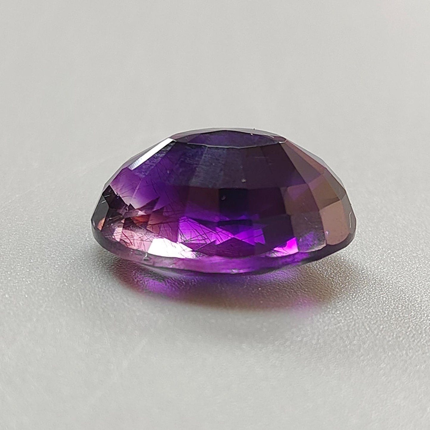 Rutile Amethyst Quartz Gemstone Faceted Cut: 24.00cts Natural Untreated Purple Amethyst Oval Shape 21.5*16mm 1pc February Birthstone