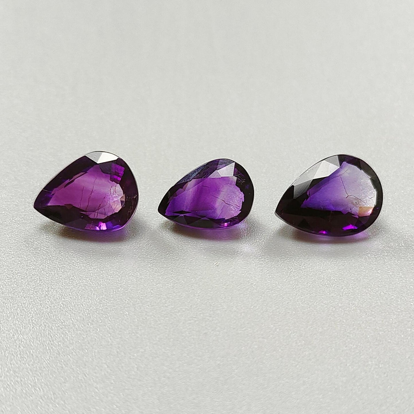 Rutile Amethyst Quartz Gemstone Faceted Cut: 22.70cts Natural Untreated Purple Amethyst Pear Shape 15*10.5mm- 16.5*12.5mm 3pc February Birthstone