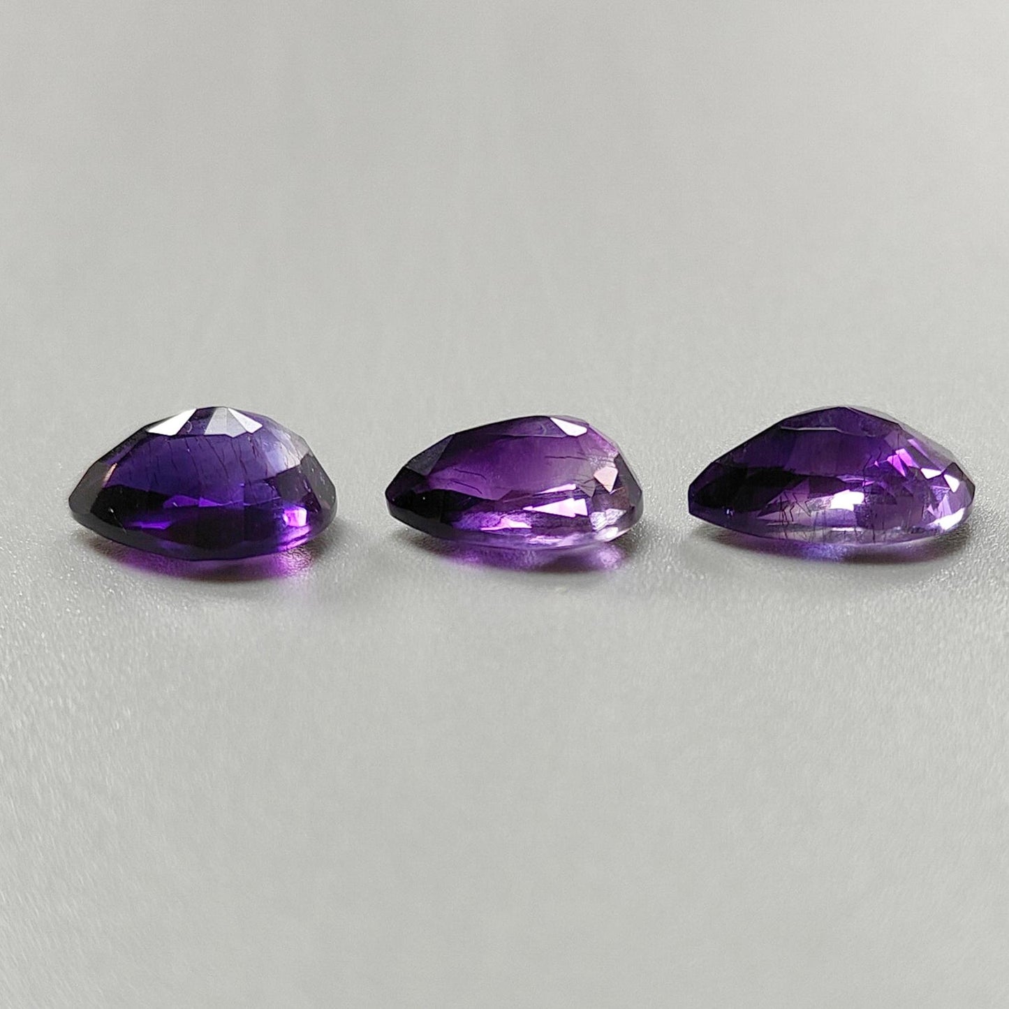Rutile Amethyst Quartz Gemstone Faceted Cut: 22.70cts Natural Untreated Purple Amethyst Pear Shape 15*10.5mm- 16.5*12.5mm 3pc February Birthstone