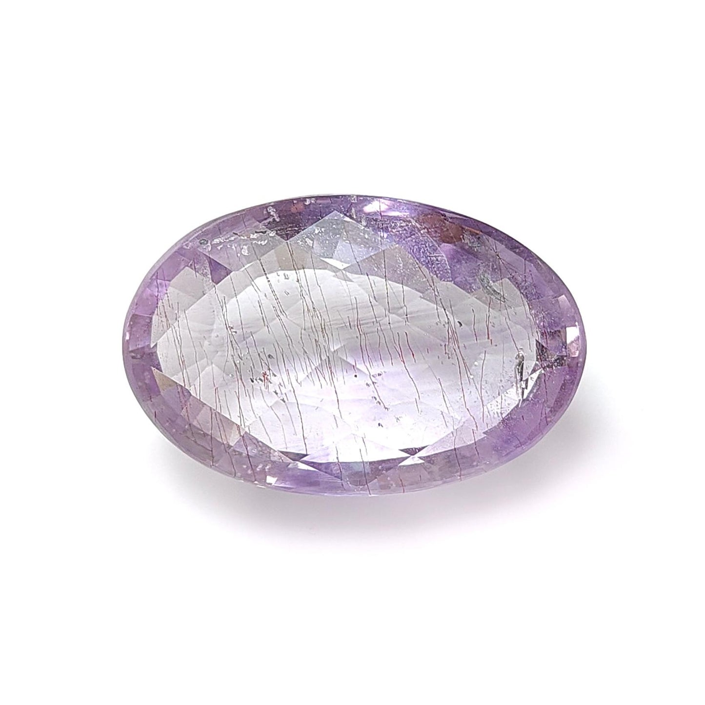 Rutile Amethyst Quartz Gemstone Faceted ,Checker Cut: Natural Untreated Purple Amethyst Oval Shape 1pc for Jewelry February Birthstone