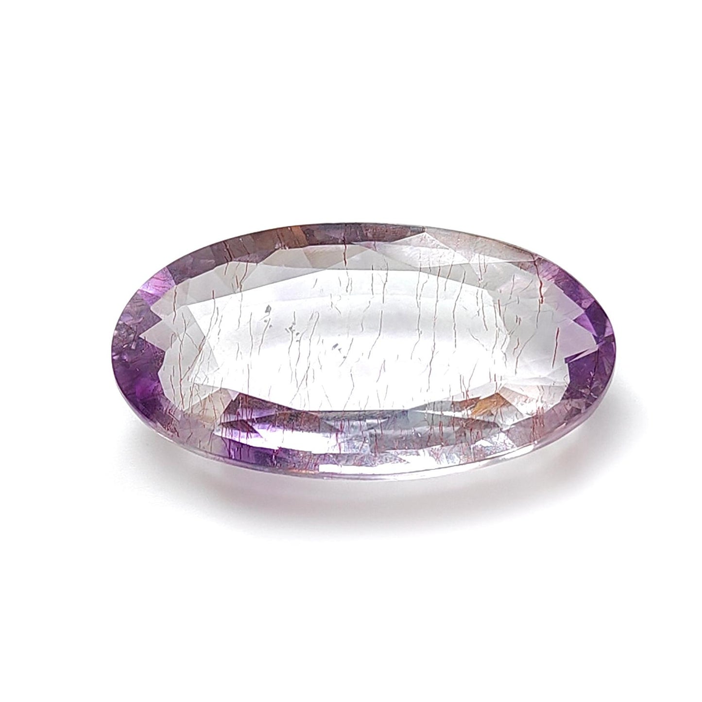 Rutile Amethyst Quartz Gemstone Faceted ,Checker Cut: Natural Untreated Purple Amethyst Oval Shape 1pc for Jewelry February Birthstone
