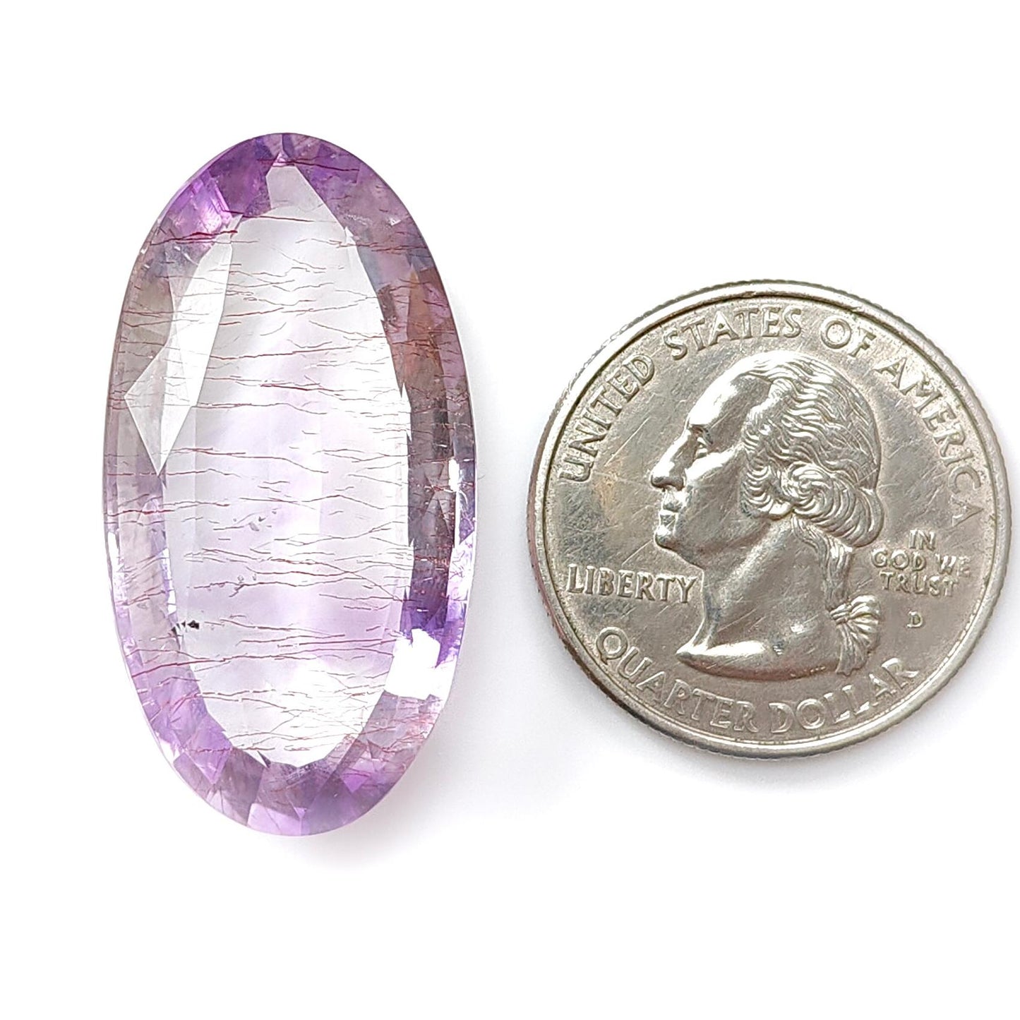 Rutile Amethyst Quartz Gemstone Faceted ,Checker Cut: Natural Untreated Purple Amethyst Oval Shape 1pc for Jewelry February Birthstone