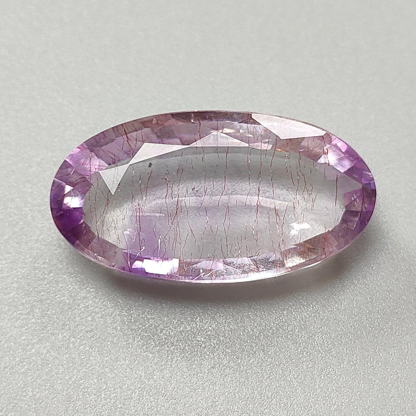 Rutile Amethyst Quartz Gemstone Faceted ,Checker Cut: Natural Untreated Purple Amethyst Oval Shape 1pc for Jewelry February Birthstone