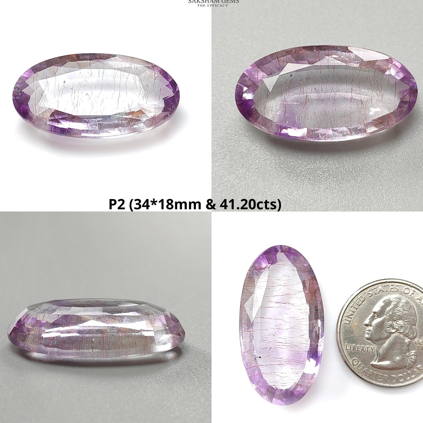 Rutile Amethyst Quartz Gemstone Faceted ,Checker Cut: Natural Untreated Purple Amethyst Oval Shape 1pc for Jewelry February Birthstone
