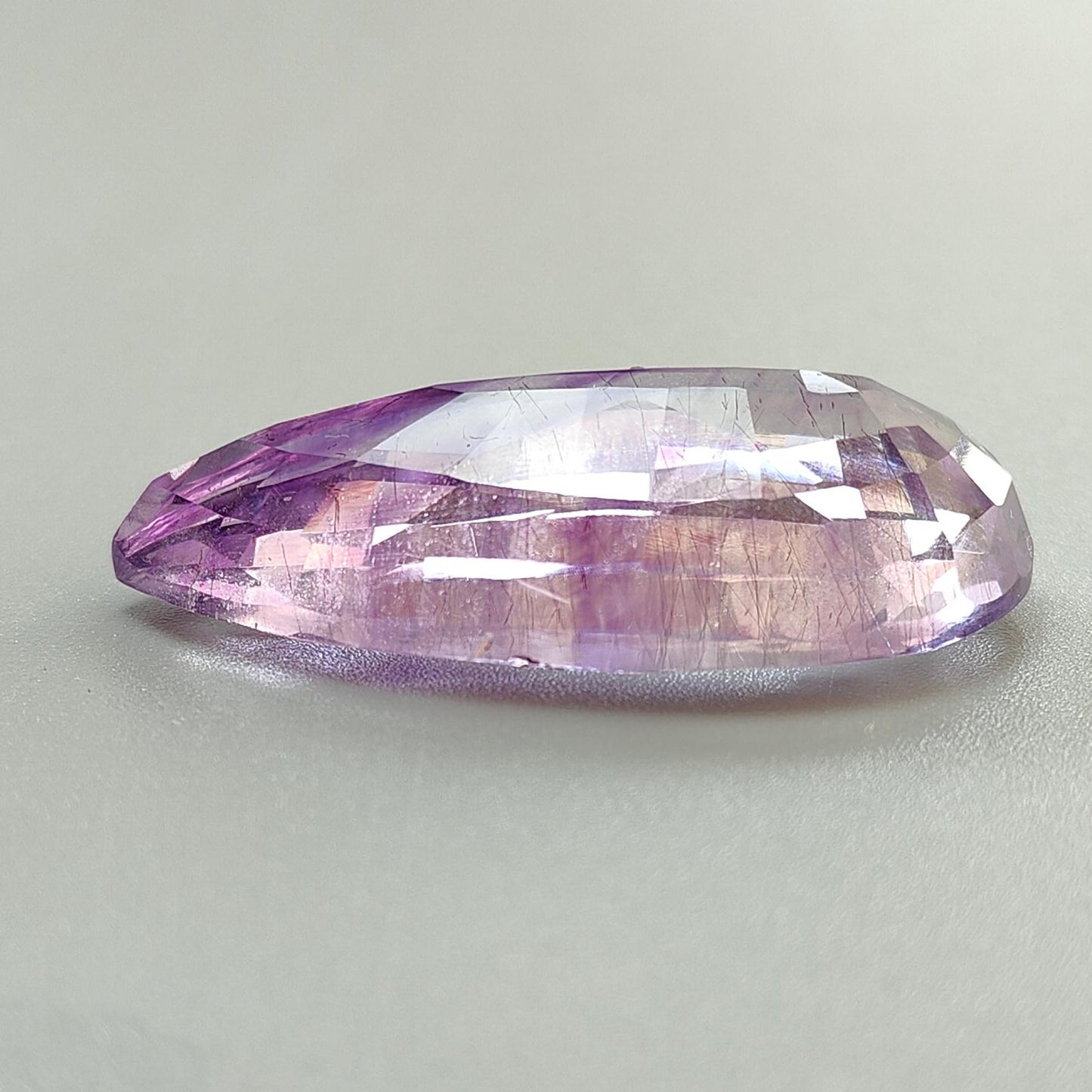 Rutile Amethyst Quartz Gemstone Faceted Cut: 77.30cts Natural Untreated Purple Amethyst Pear Shape 44*24mm 1pc February Birthstone