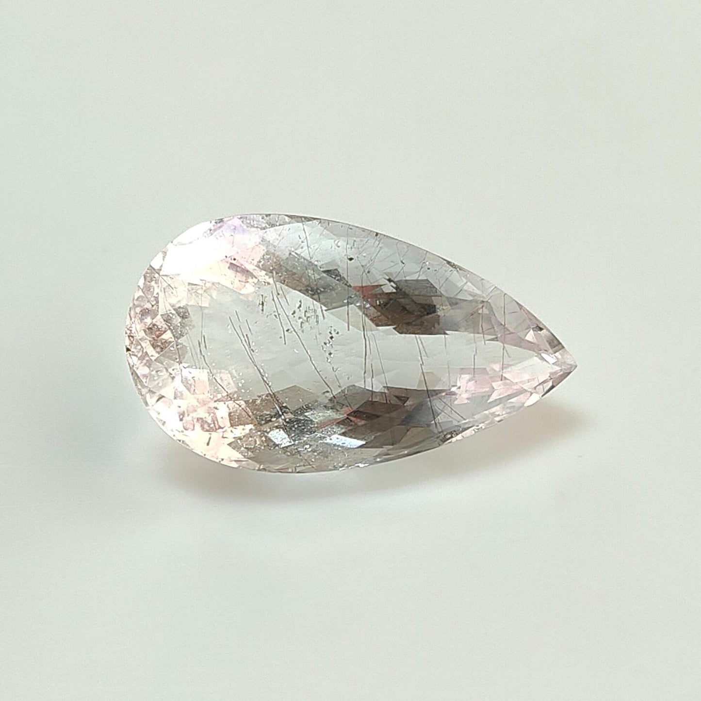 Rutile Amethyst Quartz Gemstone Checker Cut: Natural Untreated Amethyst Pear Shape Faceted 1pc for Jewelry February Birthstone