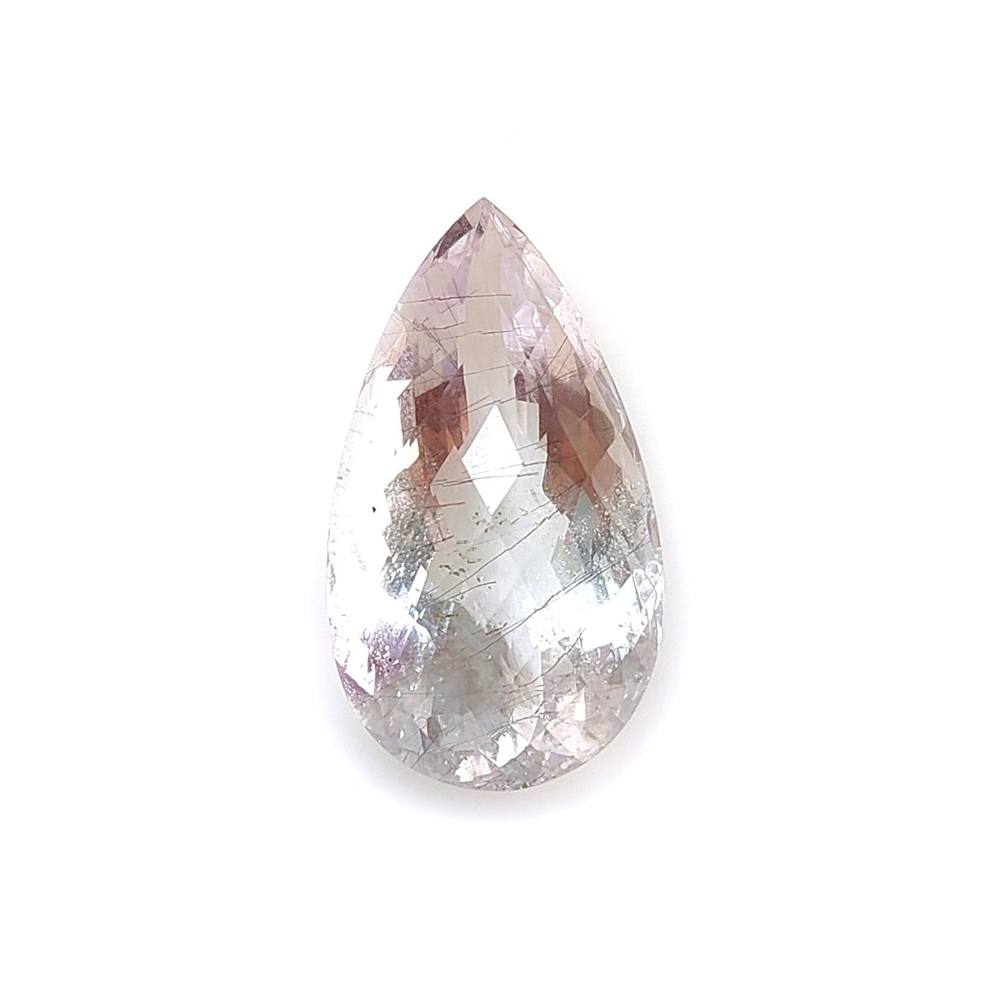 Rutile Amethyst Quartz Gemstone Checker Cut: Natural Untreated Amethyst Pear Shape Faceted 1pc for Jewelry February Birthstone