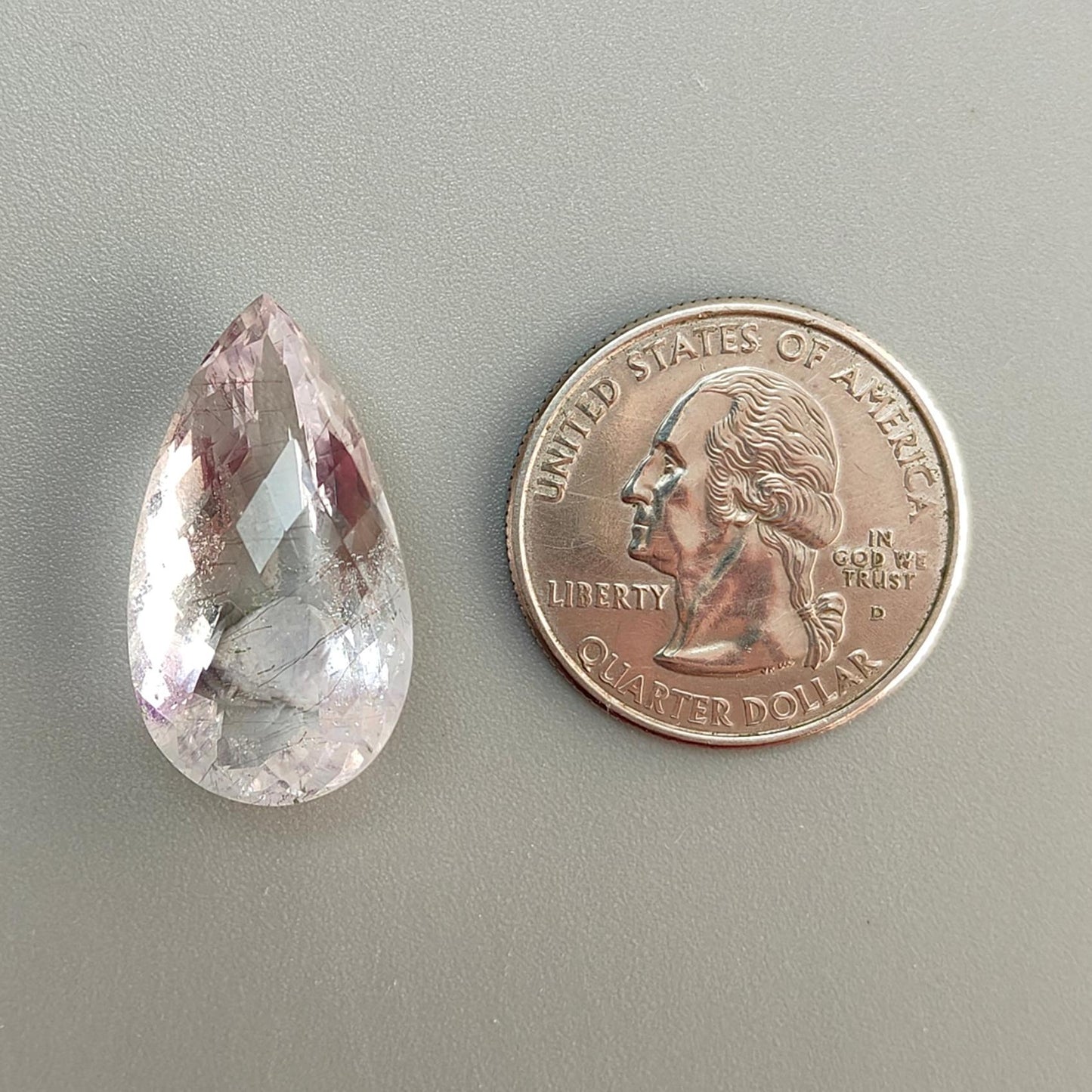 Rutile Amethyst Quartz Gemstone Checker Cut: Natural Untreated Amethyst Pear Shape Faceted 1pc for Jewelry February Birthstone