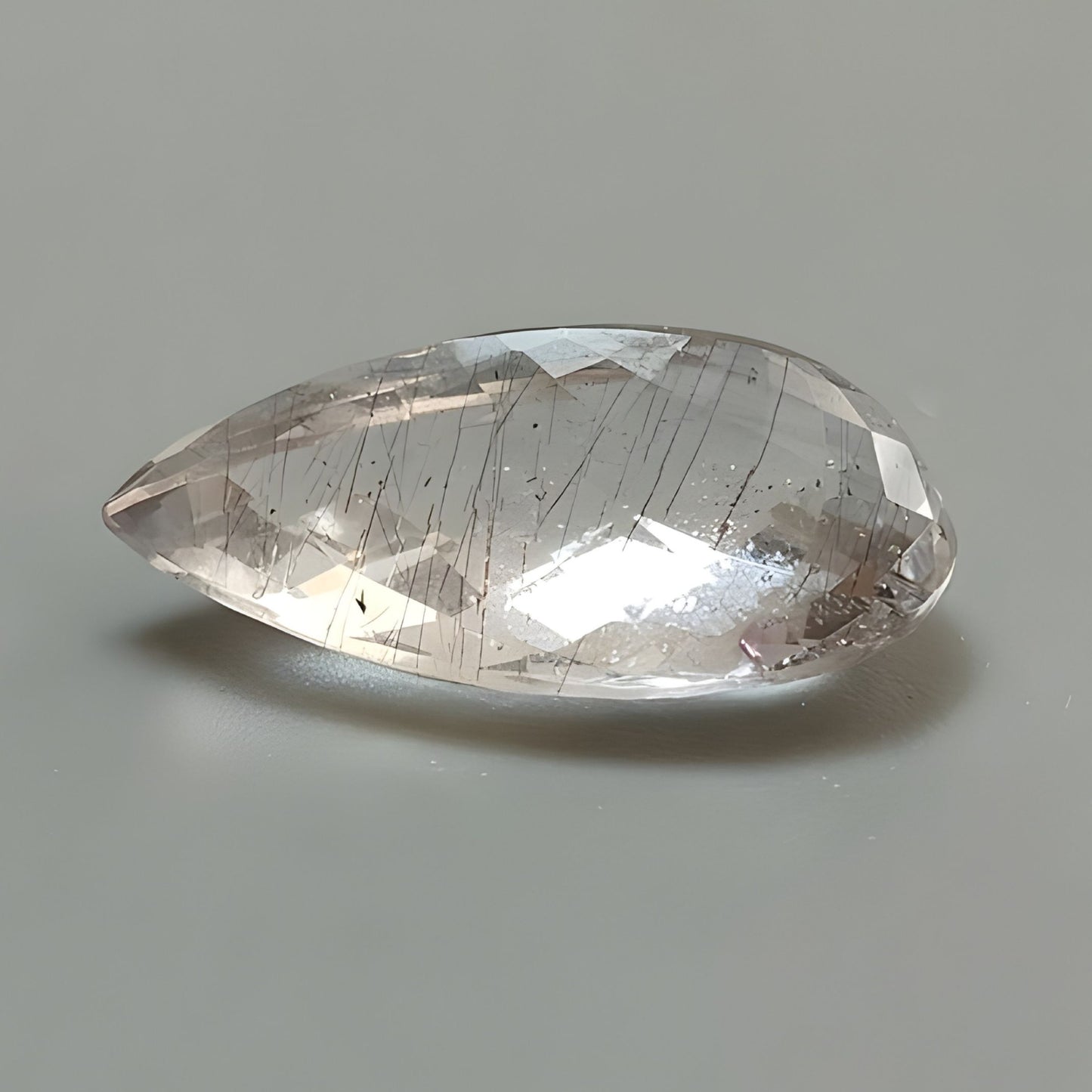 22.20cts Rutile Amethyst Quartz Checker Cut Natural Untreated Gemstone Pear Shape